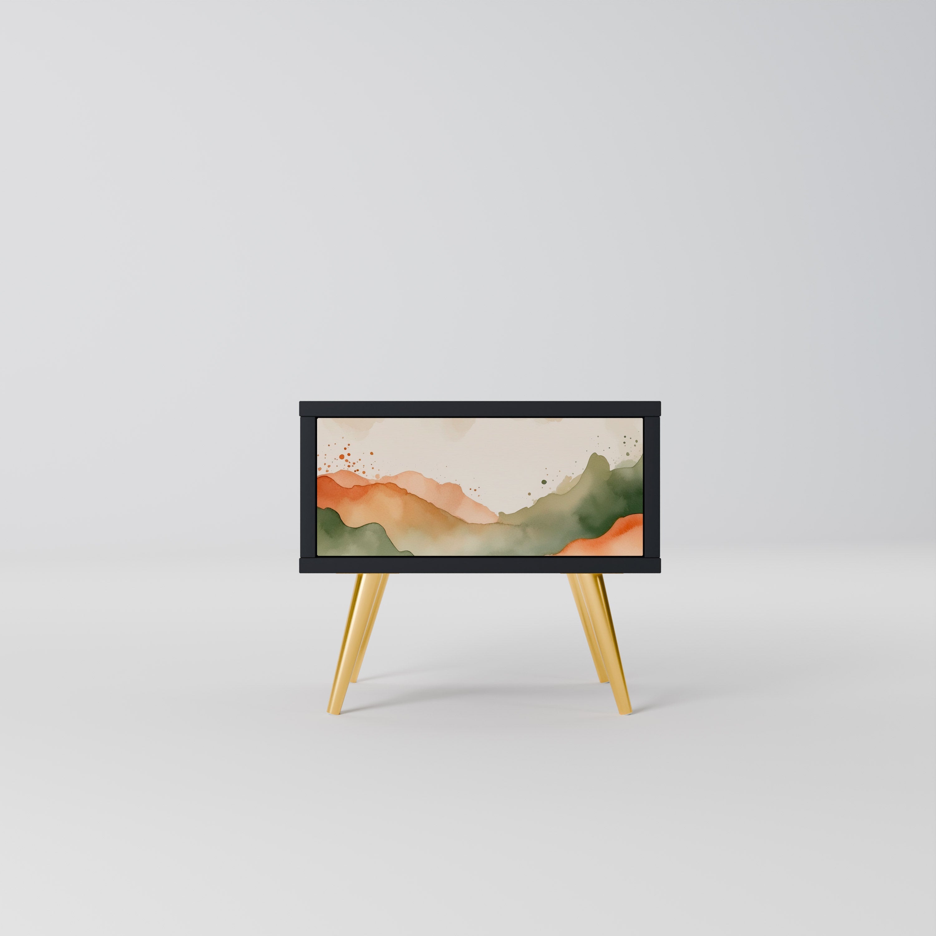 Table de chevet WATERCOLOR PEAKS en finition noire