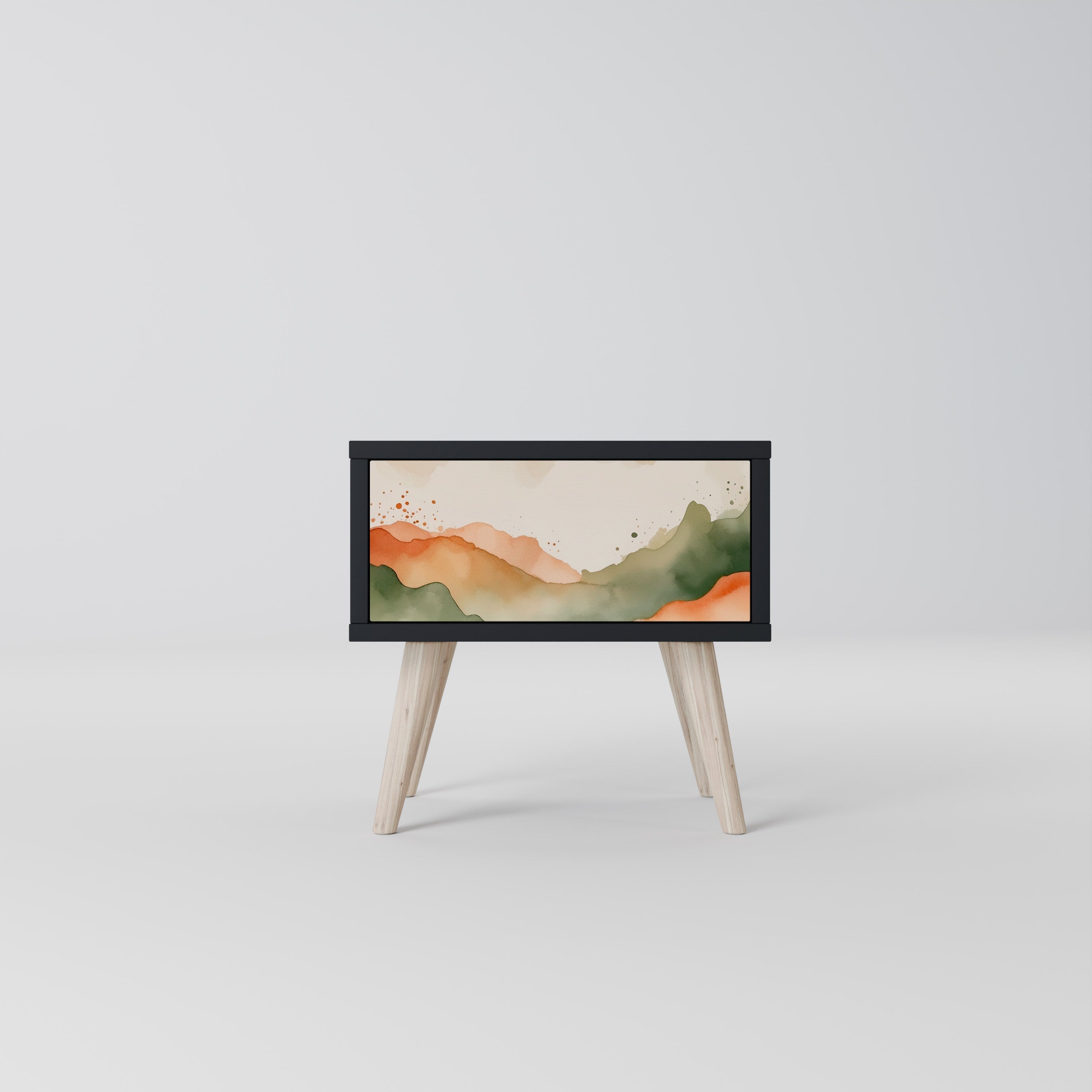 Table de chevet WATERCOLOR PEAKS en finition noire