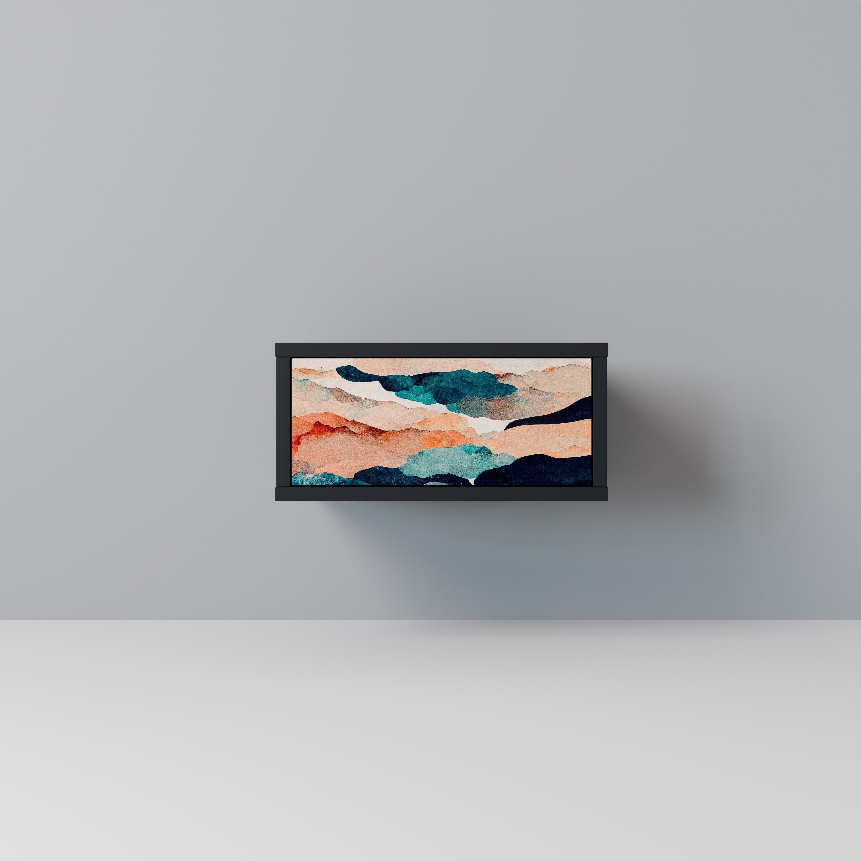 Table de chevet PAYSAGE ABSTRAIT en finition noire