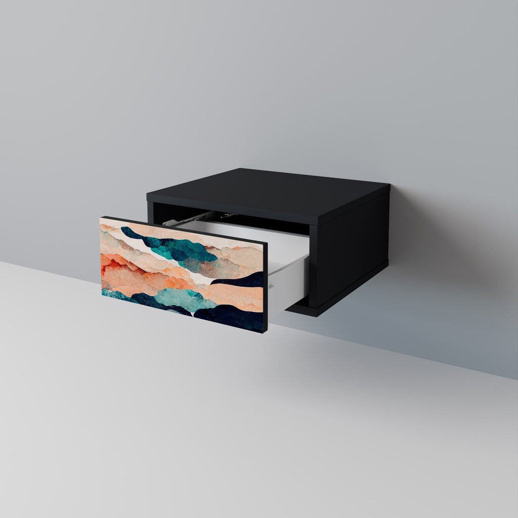 Table de chevet PAYSAGE ABSTRAIT en finition noire