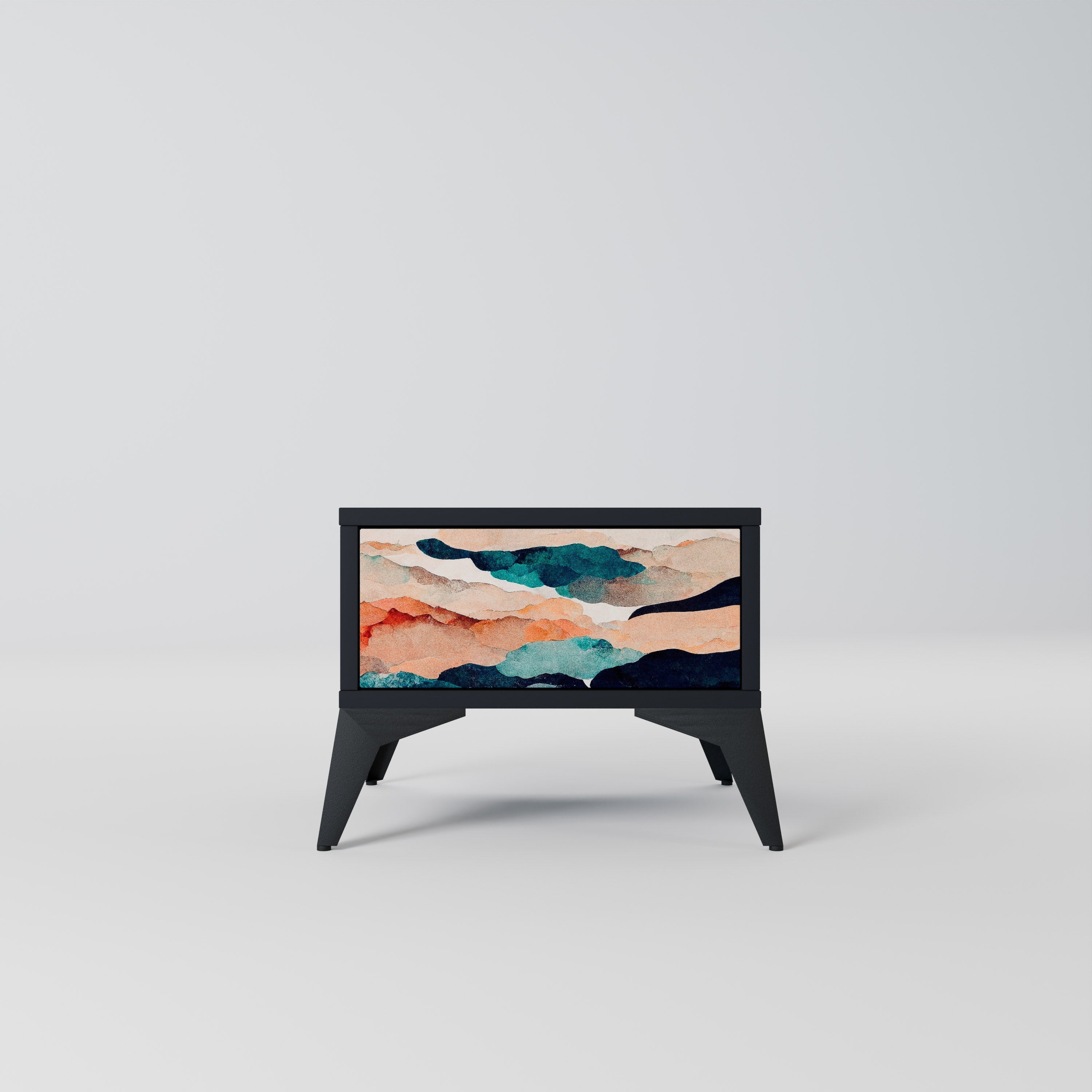 Table de chevet PAYSAGE ABSTRAIT en finition noire