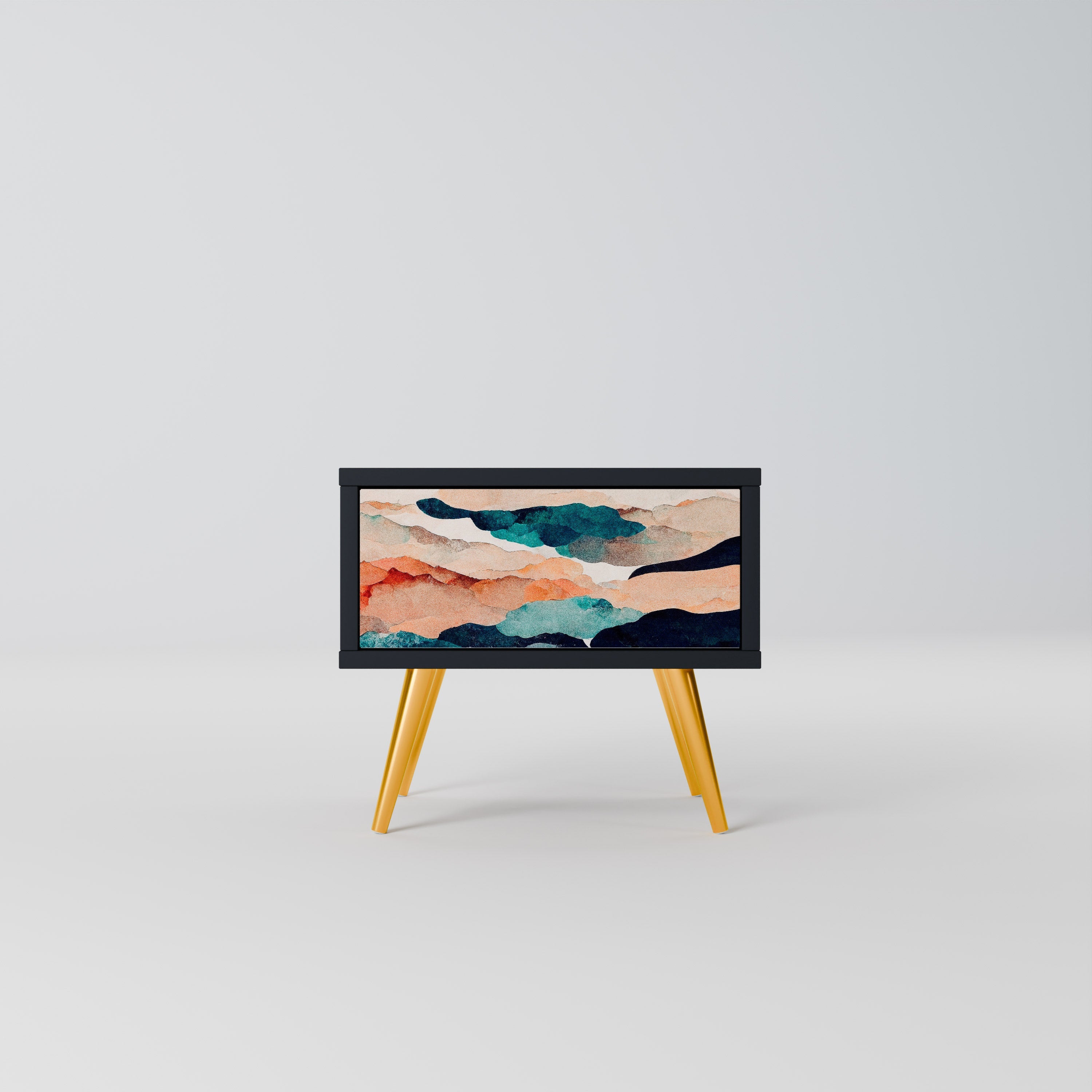 Table de chevet PAYSAGE ABSTRAIT en finition noire