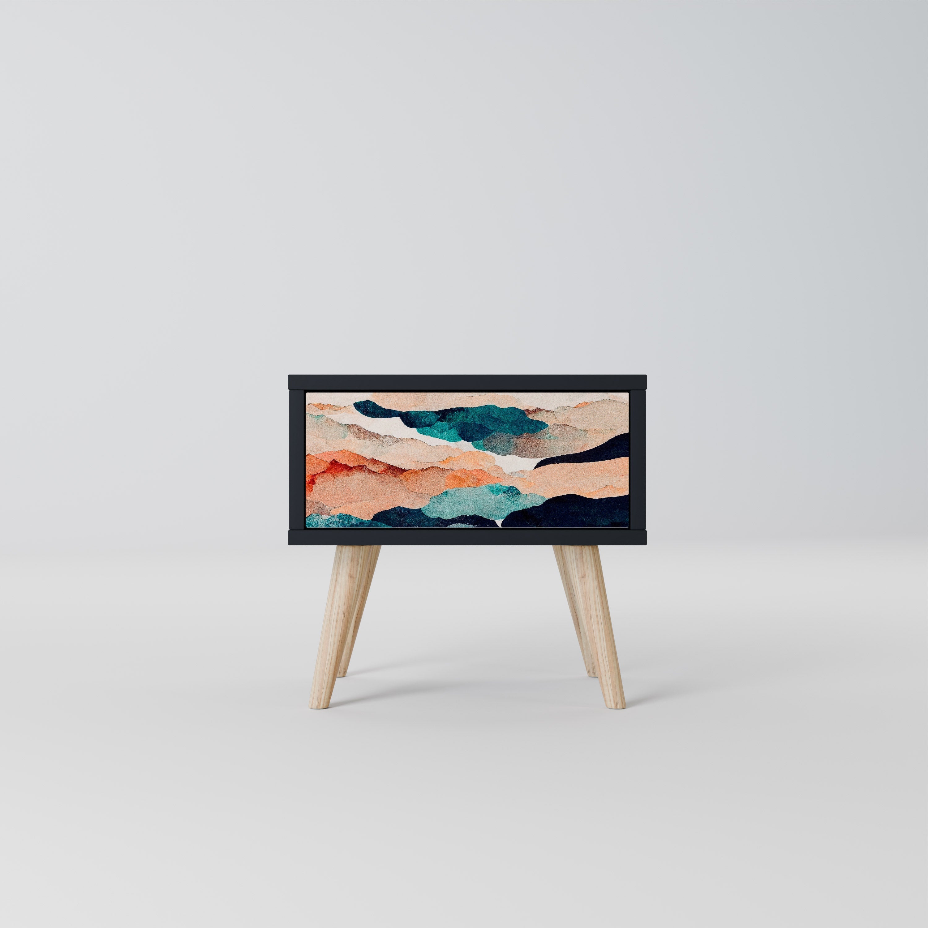 Table de chevet PAYSAGE ABSTRAIT en finition noire