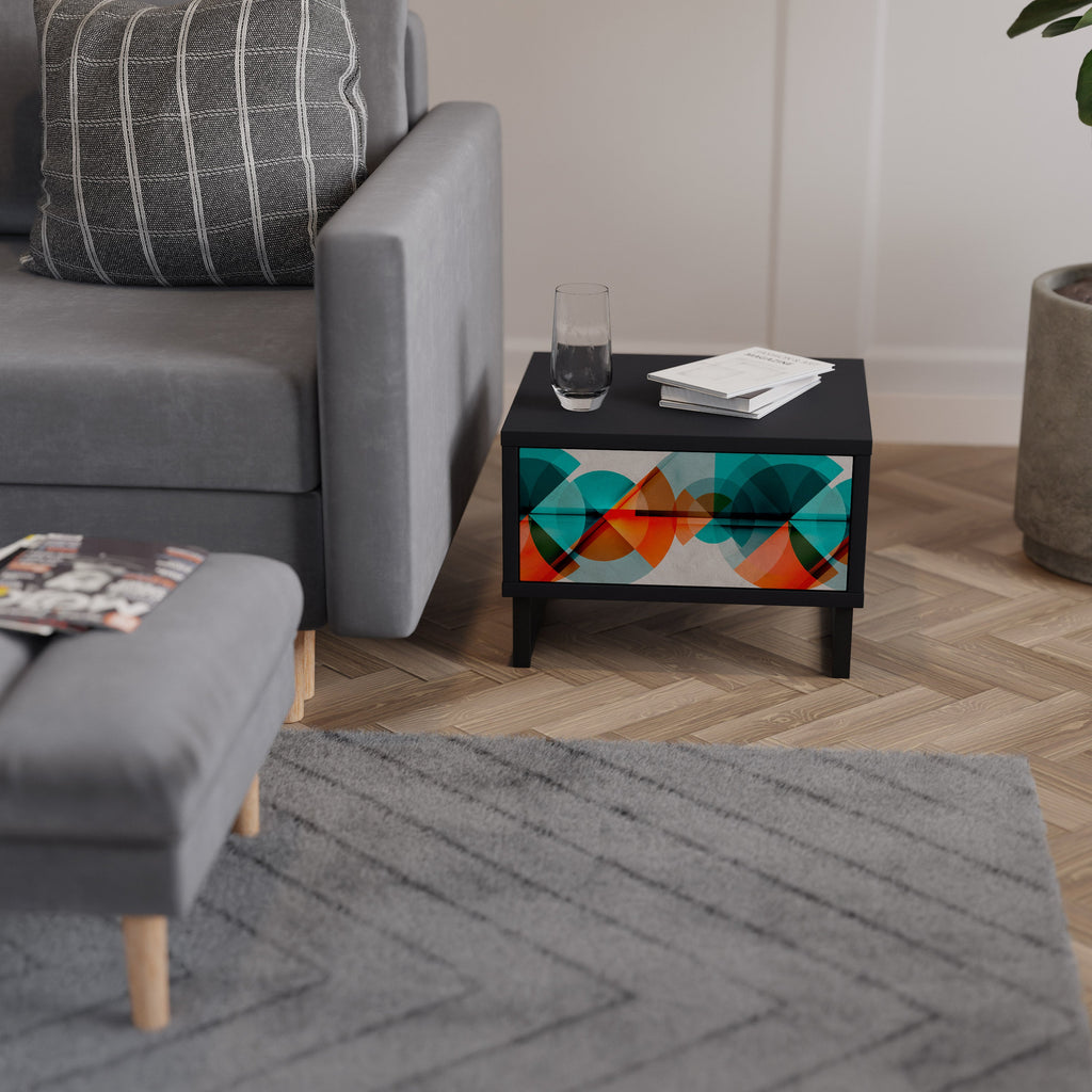 Table de chevet CIRCULAR RHAPSODY en finition noire