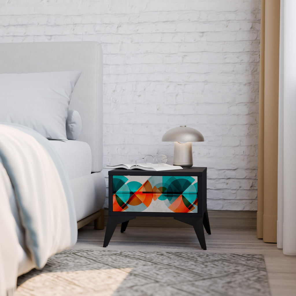 Table de chevet CIRCULAR RHAPSODY en finition noire