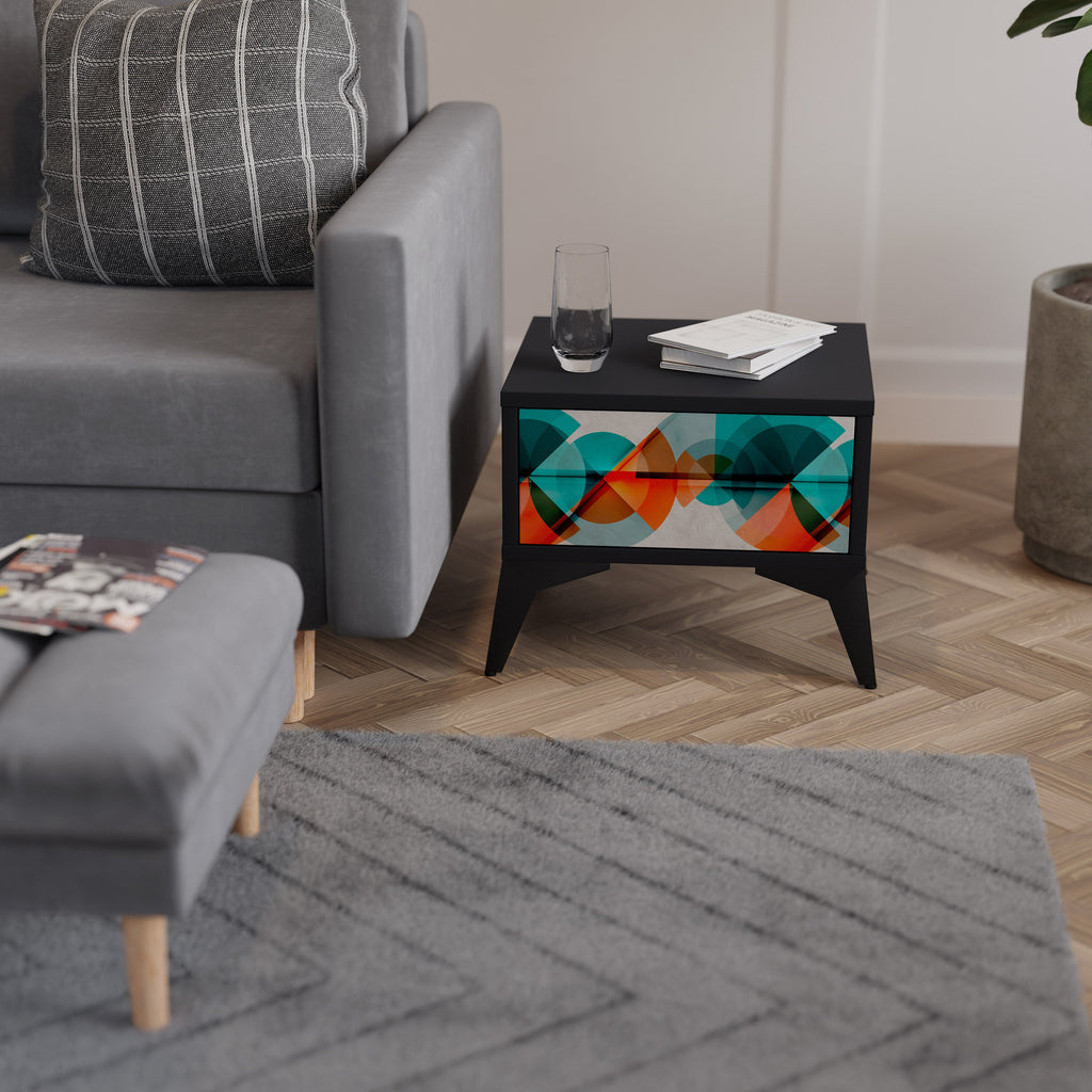 Table de chevet CIRCULAR RHAPSODY en finition noire