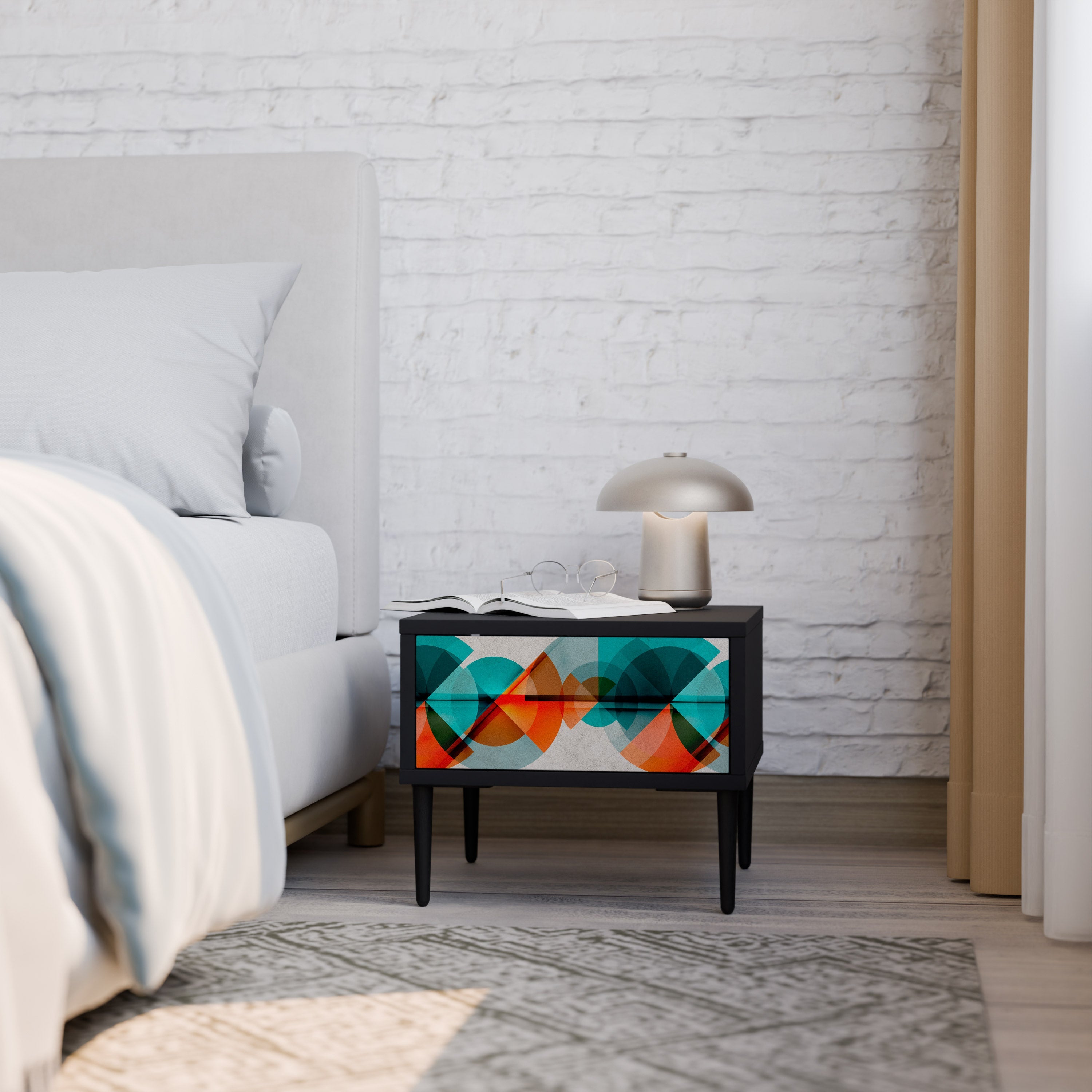 Table de chevet CIRCULAR RHAPSODY en finition noire