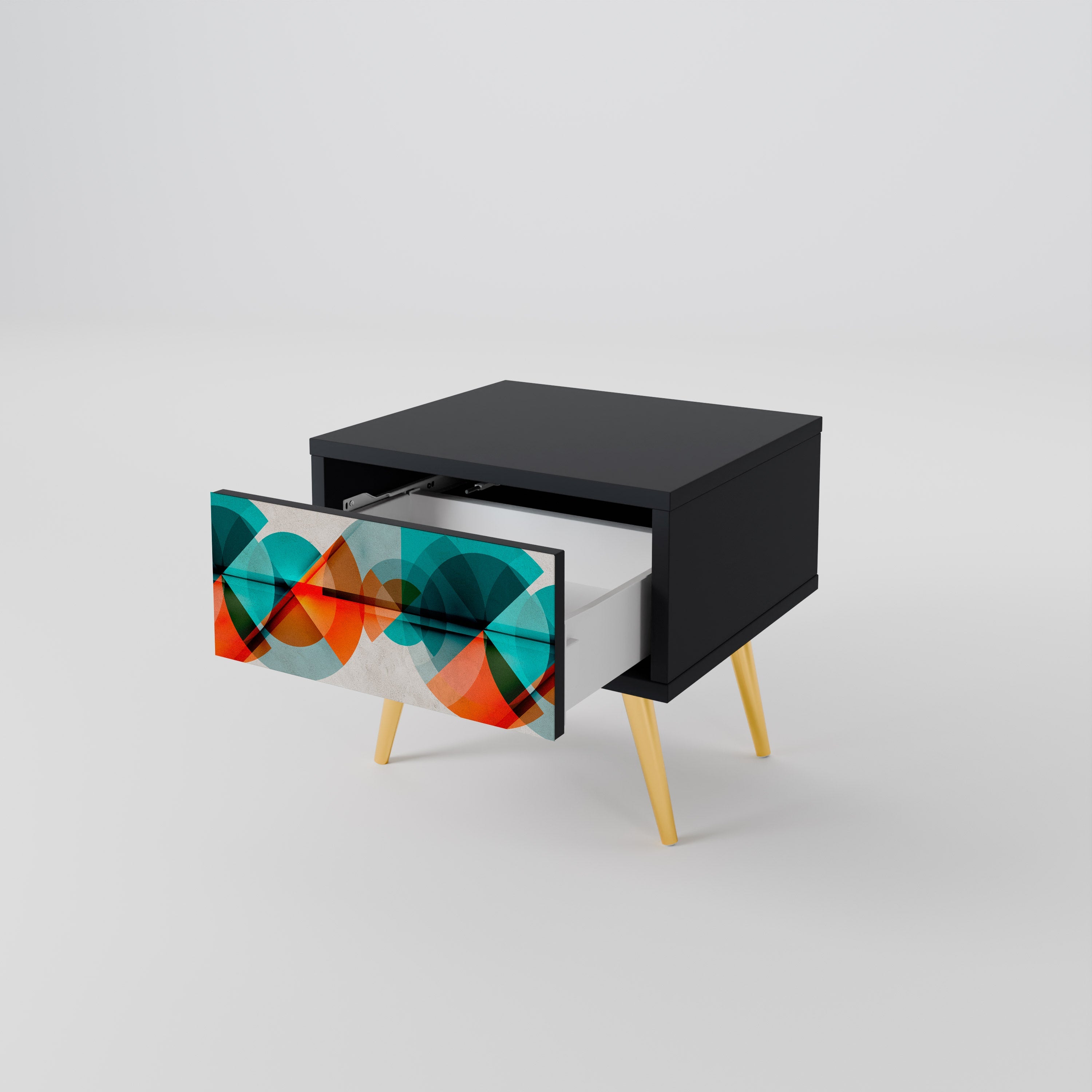 Table de chevet CIRCULAR RHAPSODY en finition noire