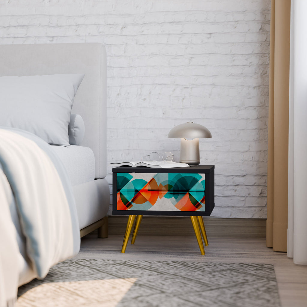 Table de chevet CIRCULAR RHAPSODY en finition noire