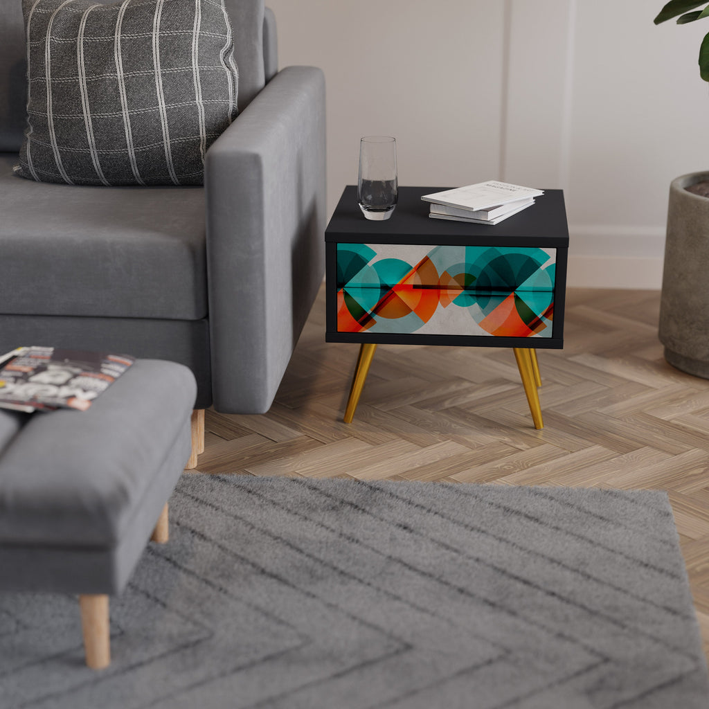 Table de chevet CIRCULAR RHAPSODY en finition noire