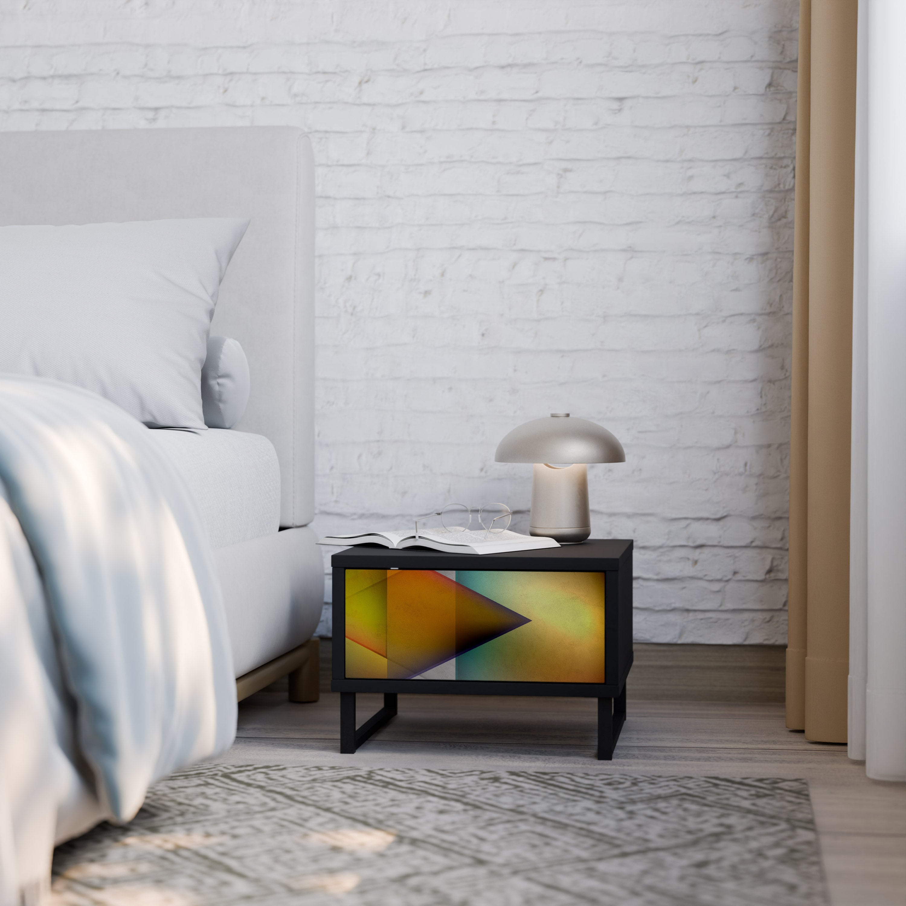 Table de chevet PIERCING SHARPNESS en finition noire