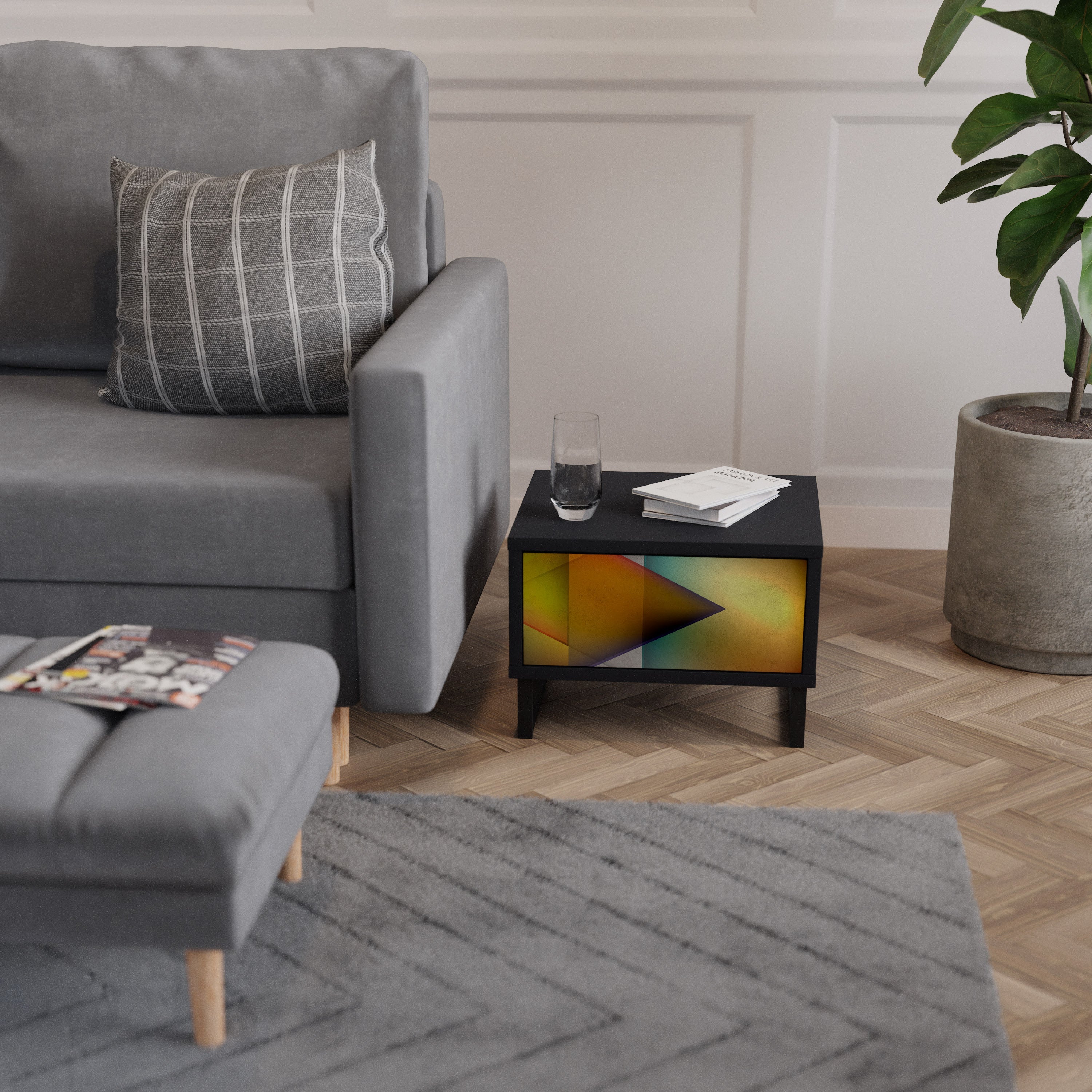 Table de chevet PIERCING SHARPNESS en finition noire