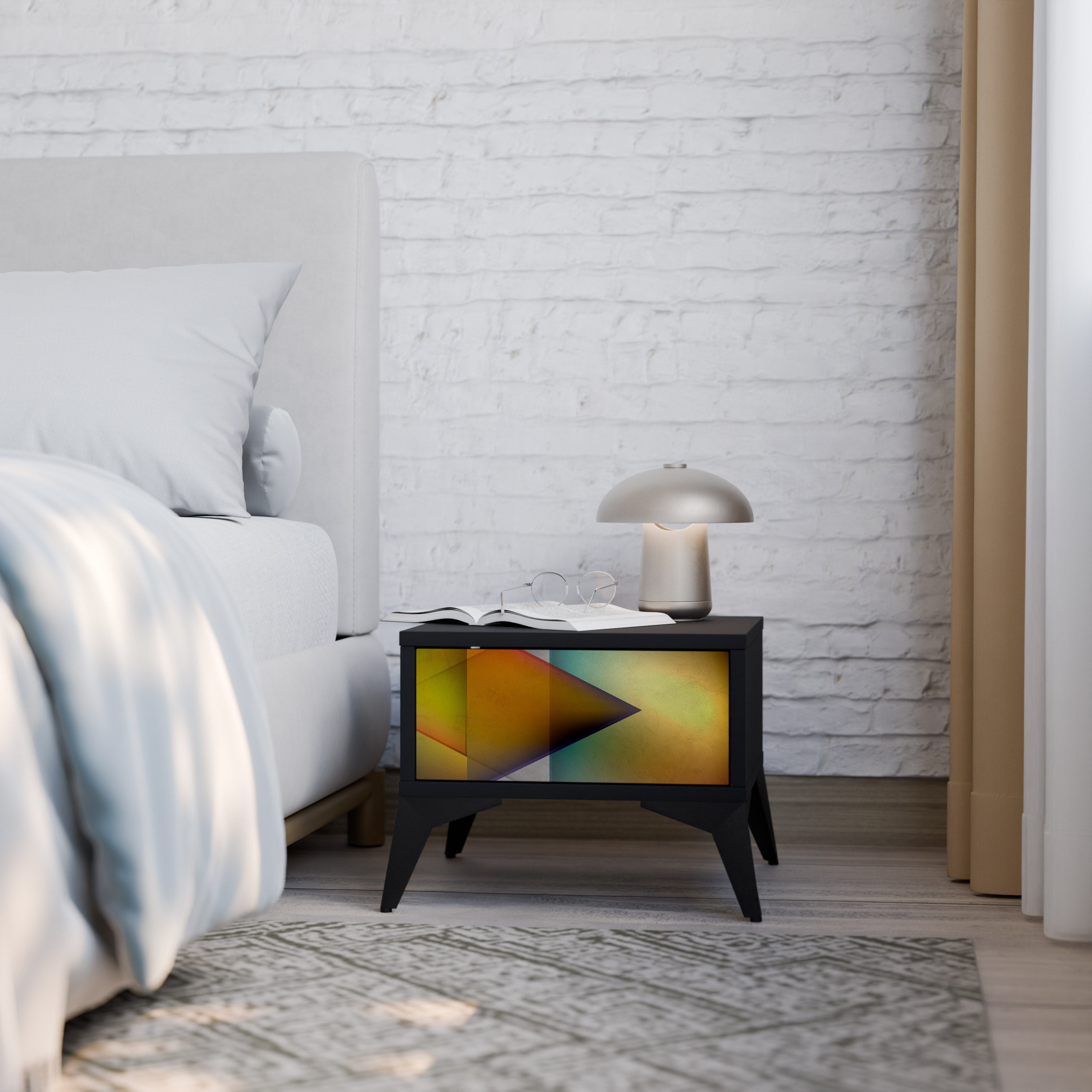 Table de chevet PIERCING SHARPNESS en finition noire