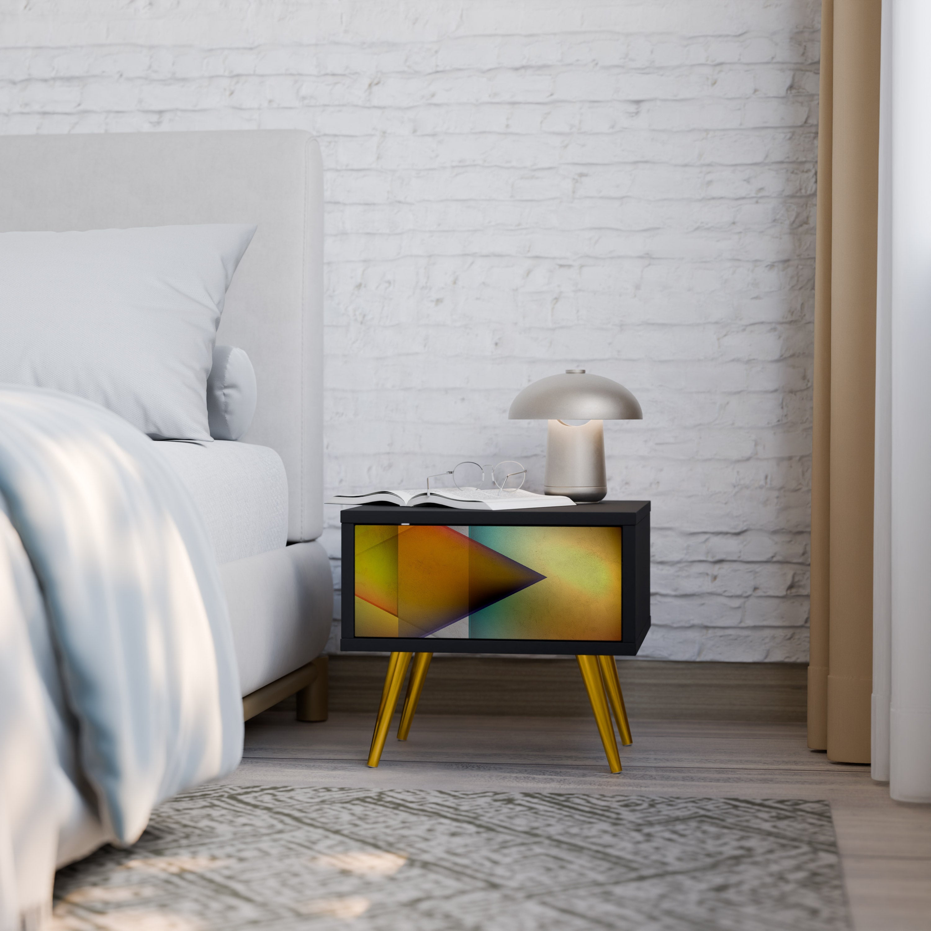 Table de chevet PIERCING SHARPNESS en finition noire