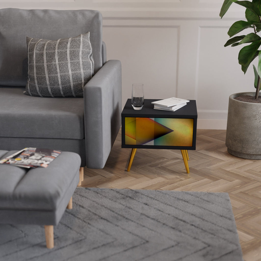 Table de chevet PIERCING SHARPNESS en finition noire