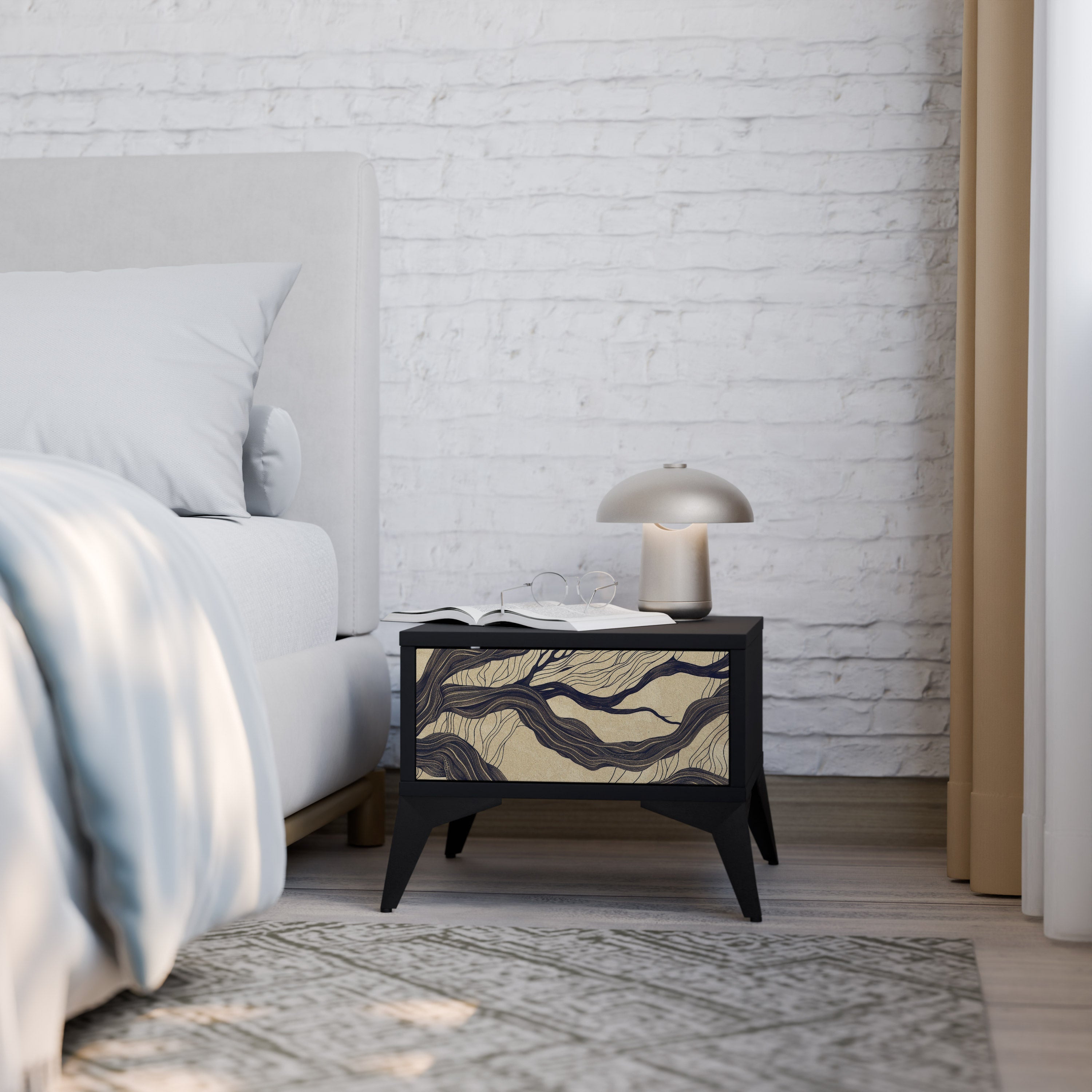 Table de chevet UNIFIED FRAGMENTS en finition noire