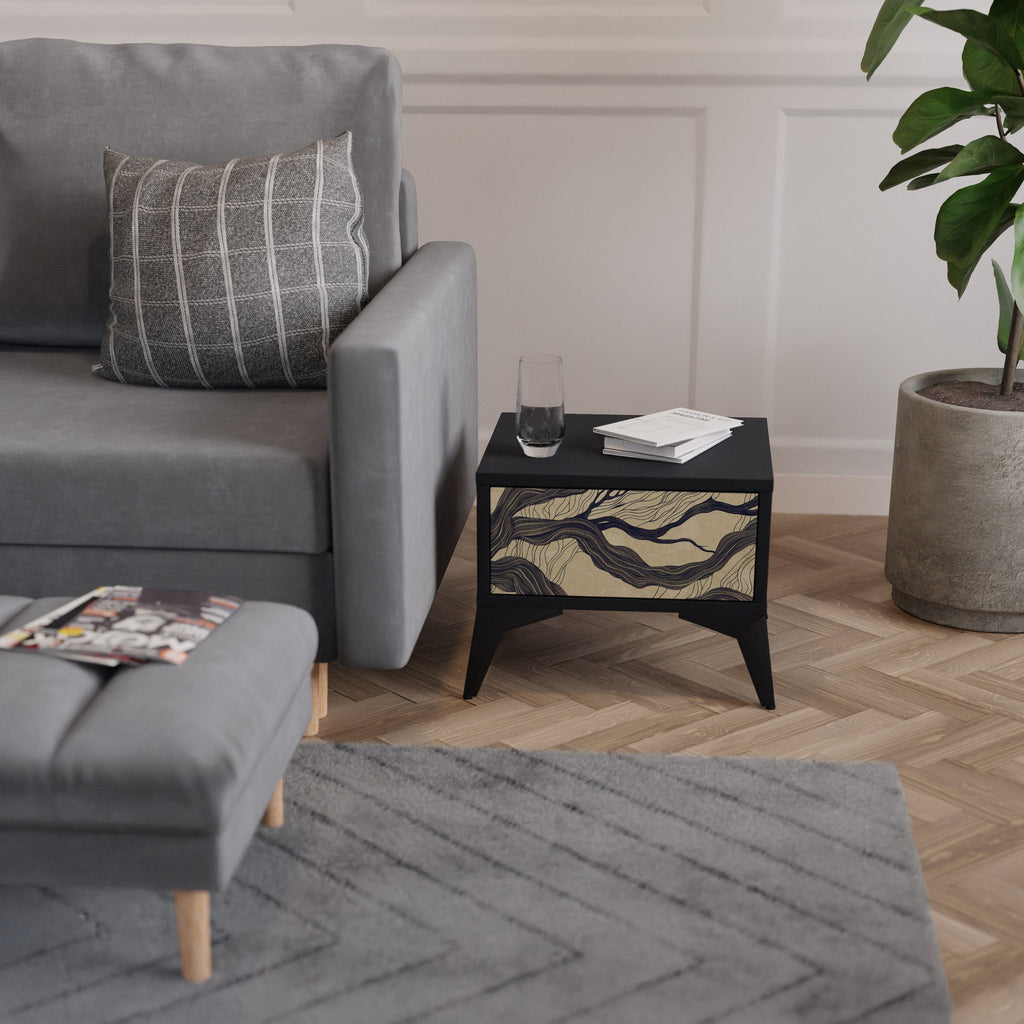 Table de chevet UNIFIED FRAGMENTS en finition noire