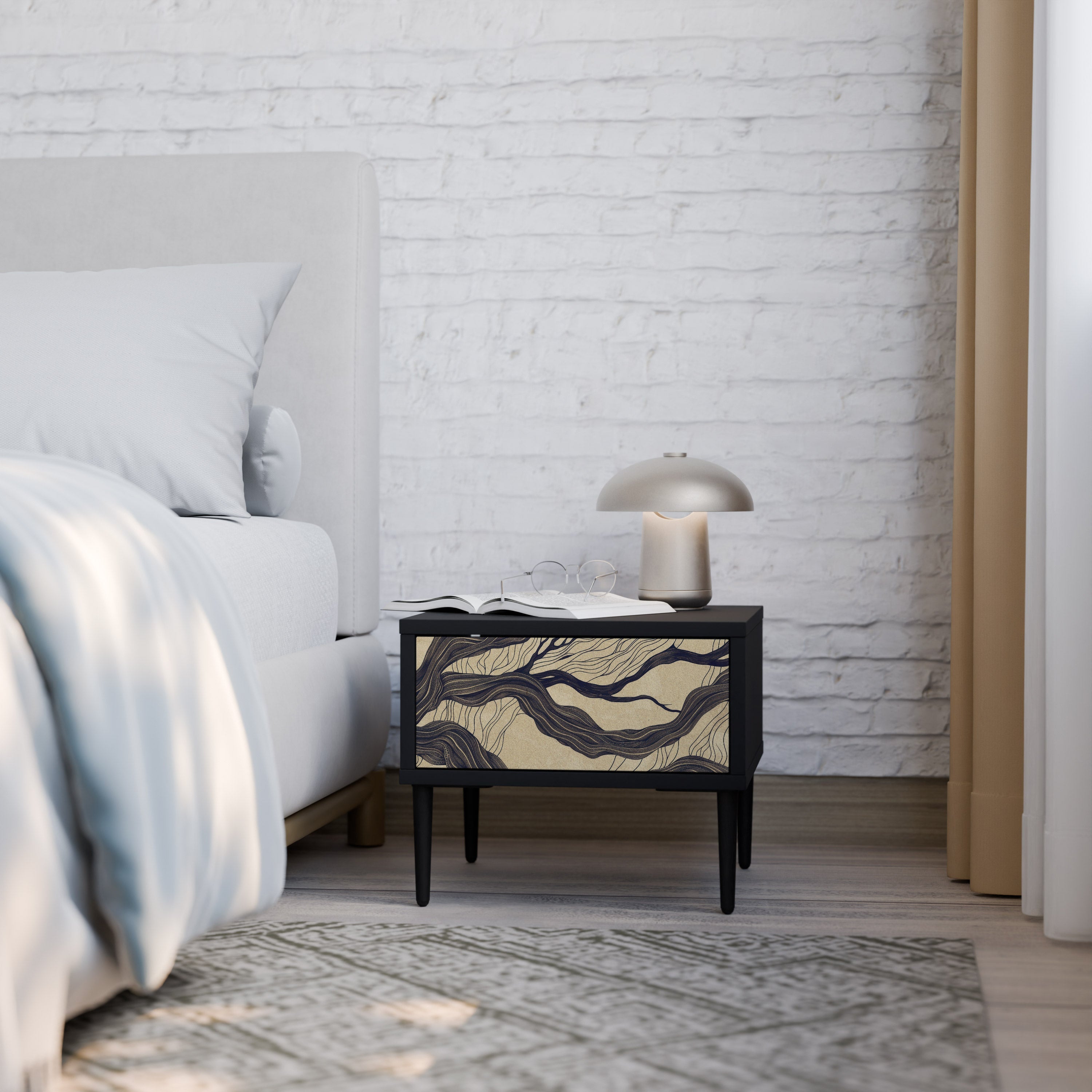 Table de chevet UNIFIED FRAGMENTS en finition noire