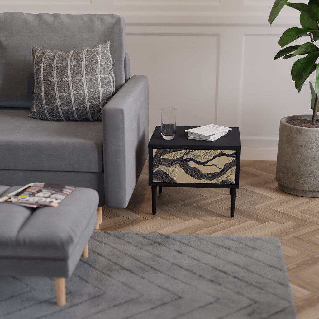 Table de chevet UNIFIED FRAGMENTS en finition noire