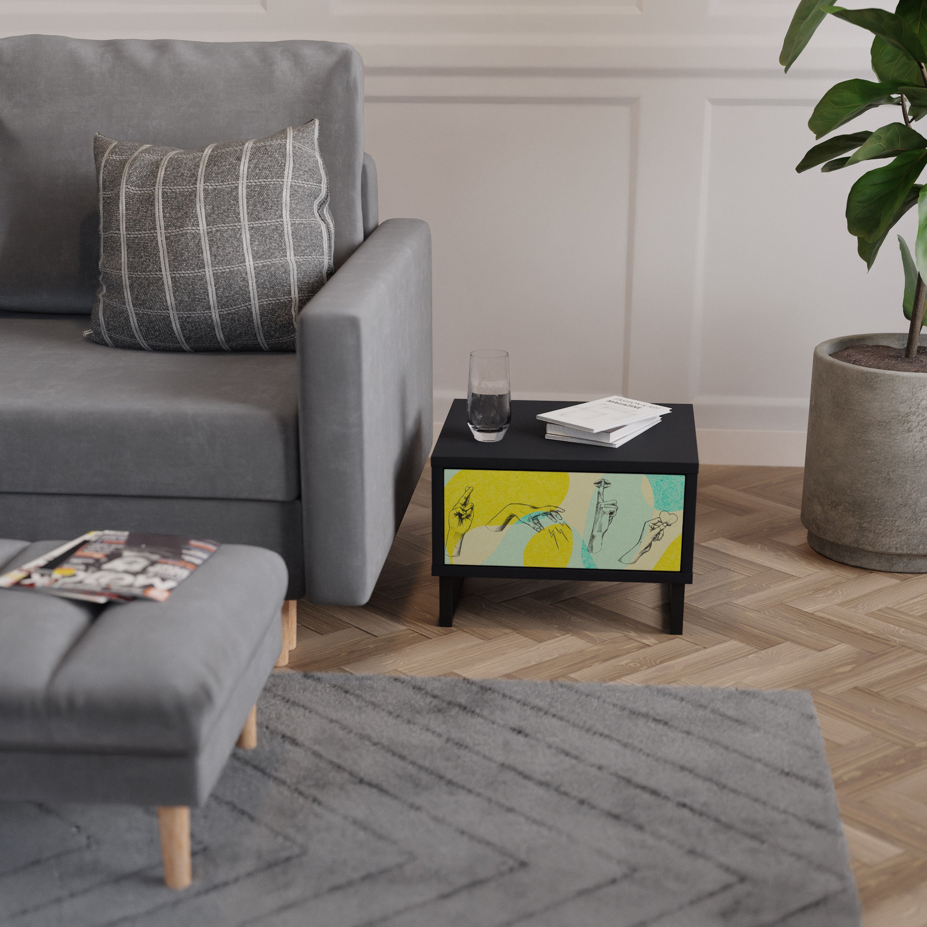 Table de chevet BODY LANGUAGE en finition noire