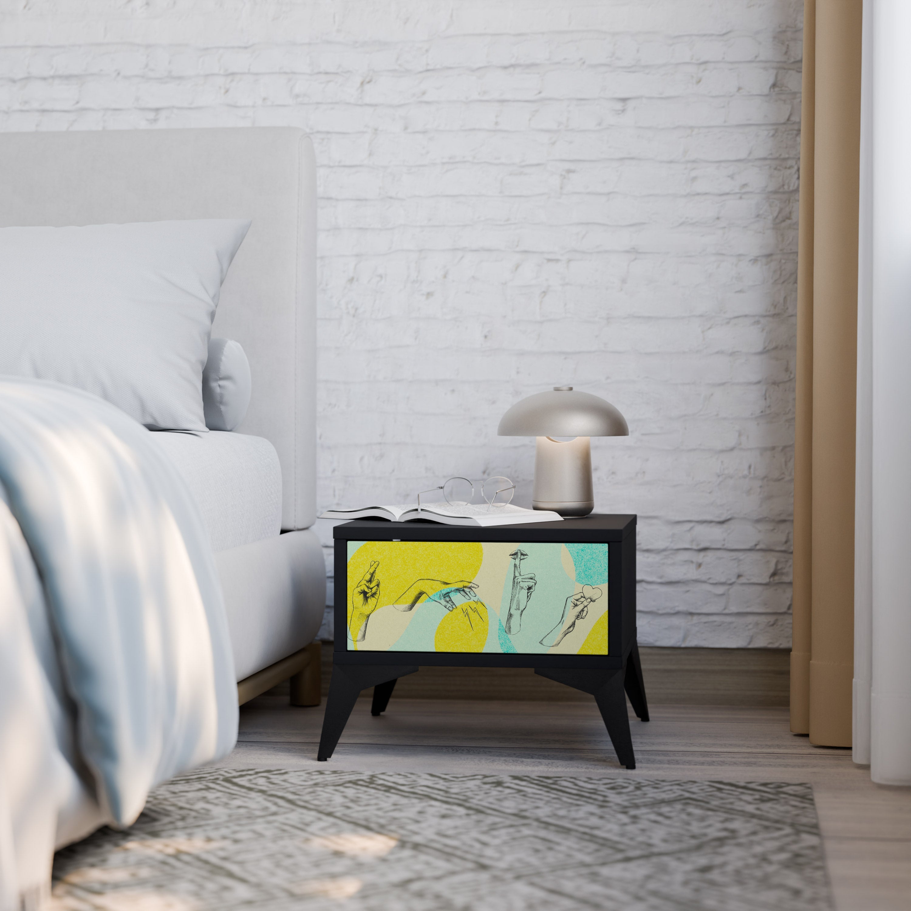 Table de chevet BODY LANGUAGE en finition noire