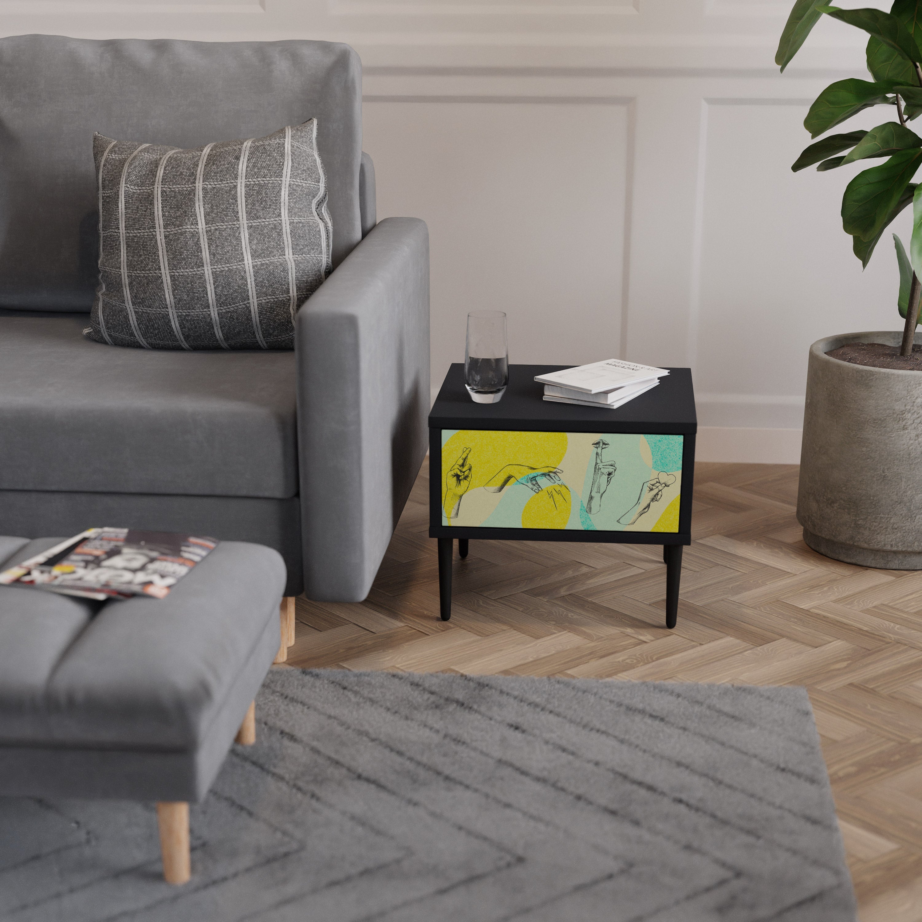 Table de chevet BODY LANGUAGE en finition noire