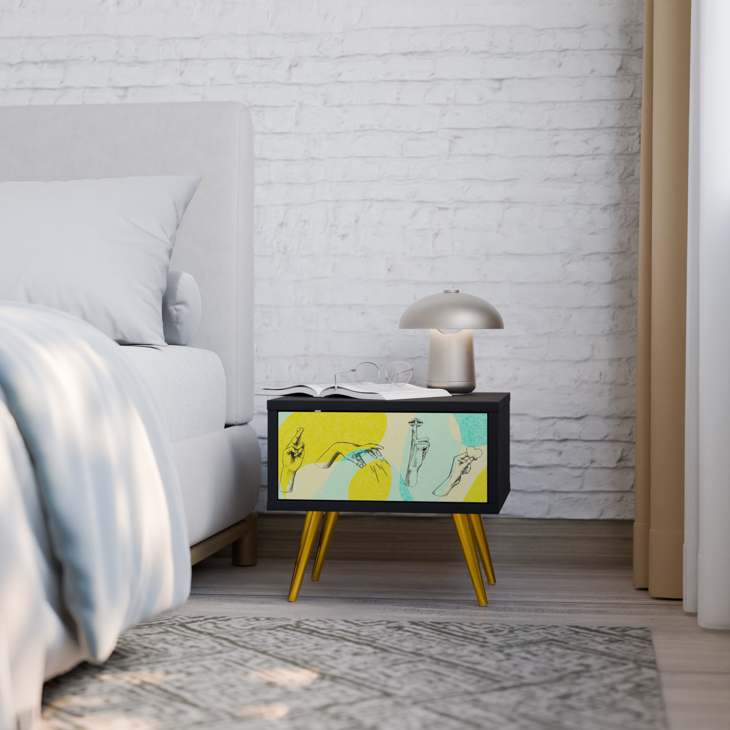 Table de chevet BODY LANGUAGE en finition noire