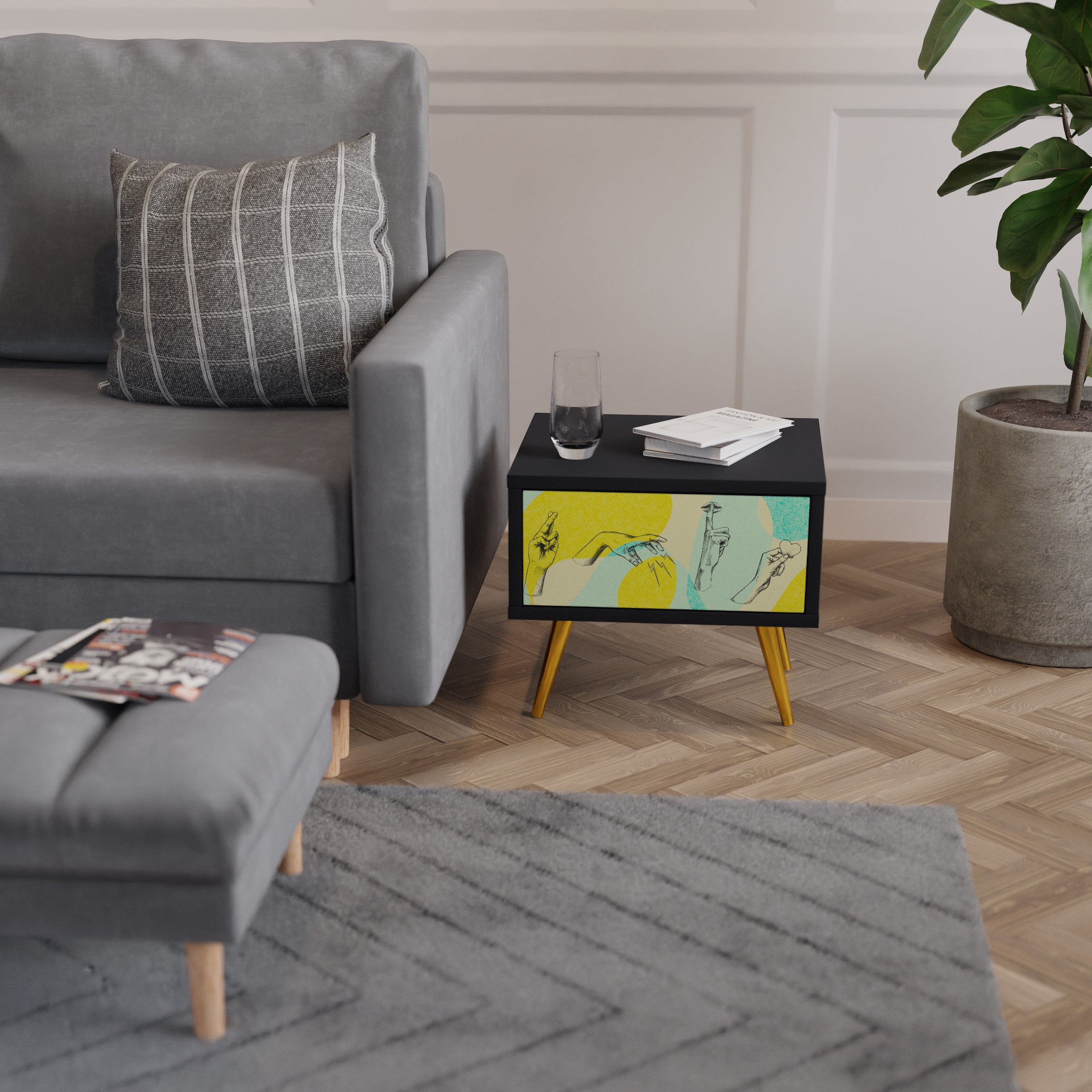 Table de chevet BODY LANGUAGE en finition noire