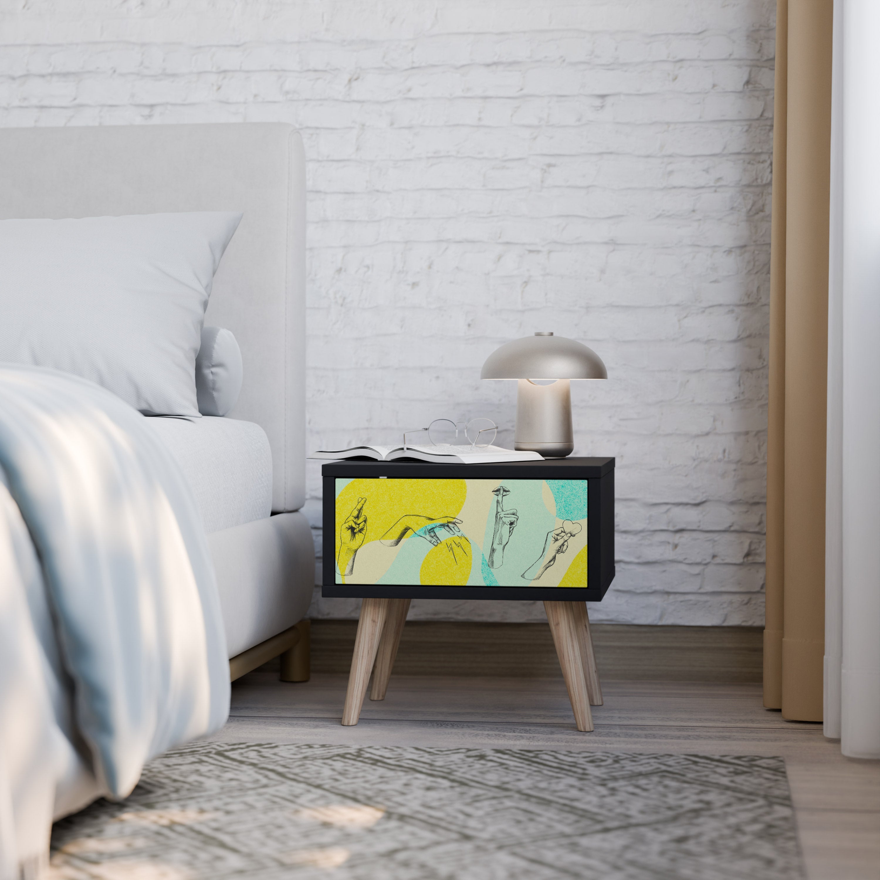 Table de chevet BODY LANGUAGE en finition noire