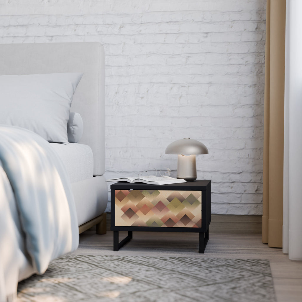 Table de chevet GEOMETRIC FUSION en finition noire