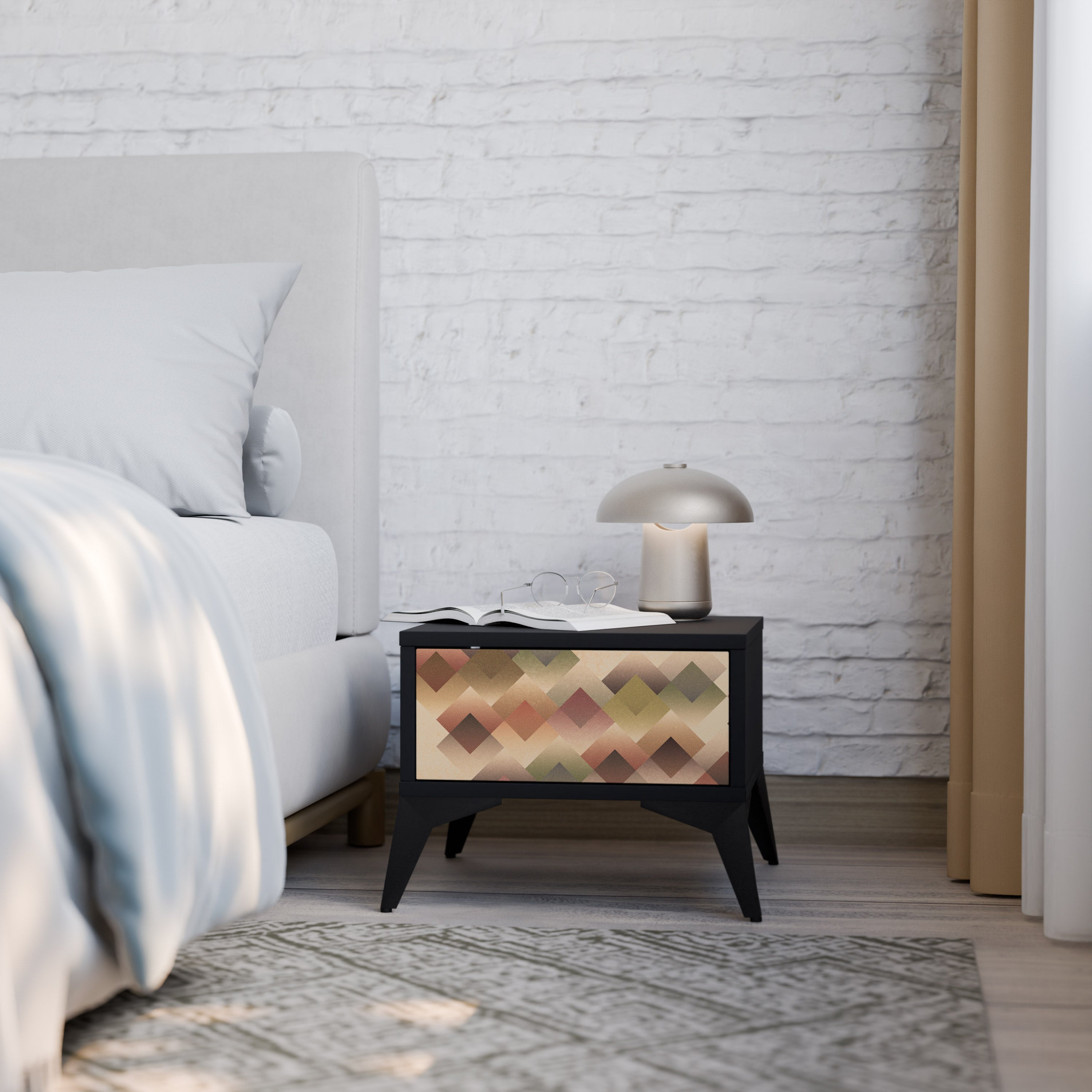 Table de chevet GEOMETRIC FUSION en finition noire