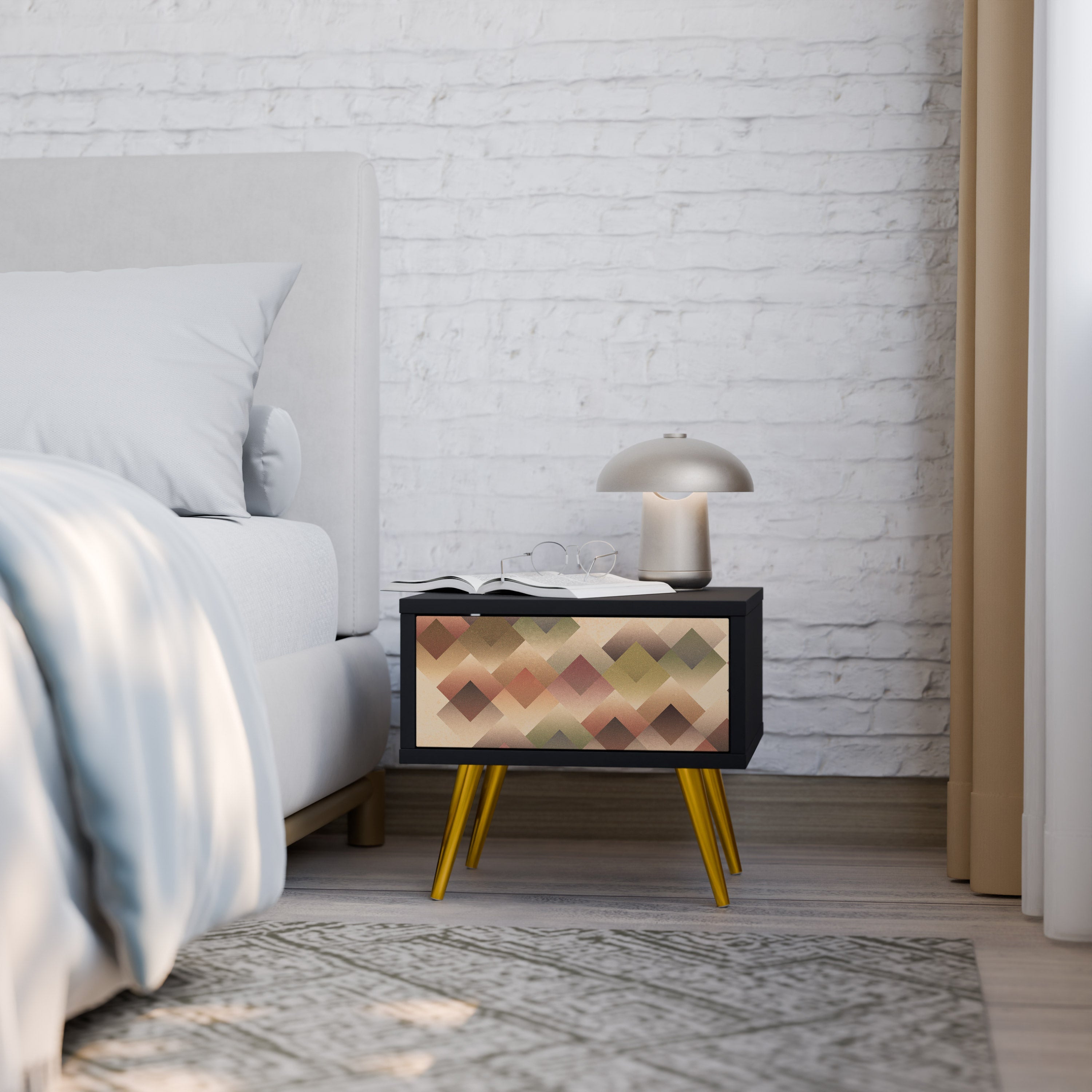 Table de chevet GEOMETRIC FUSION en finition noire