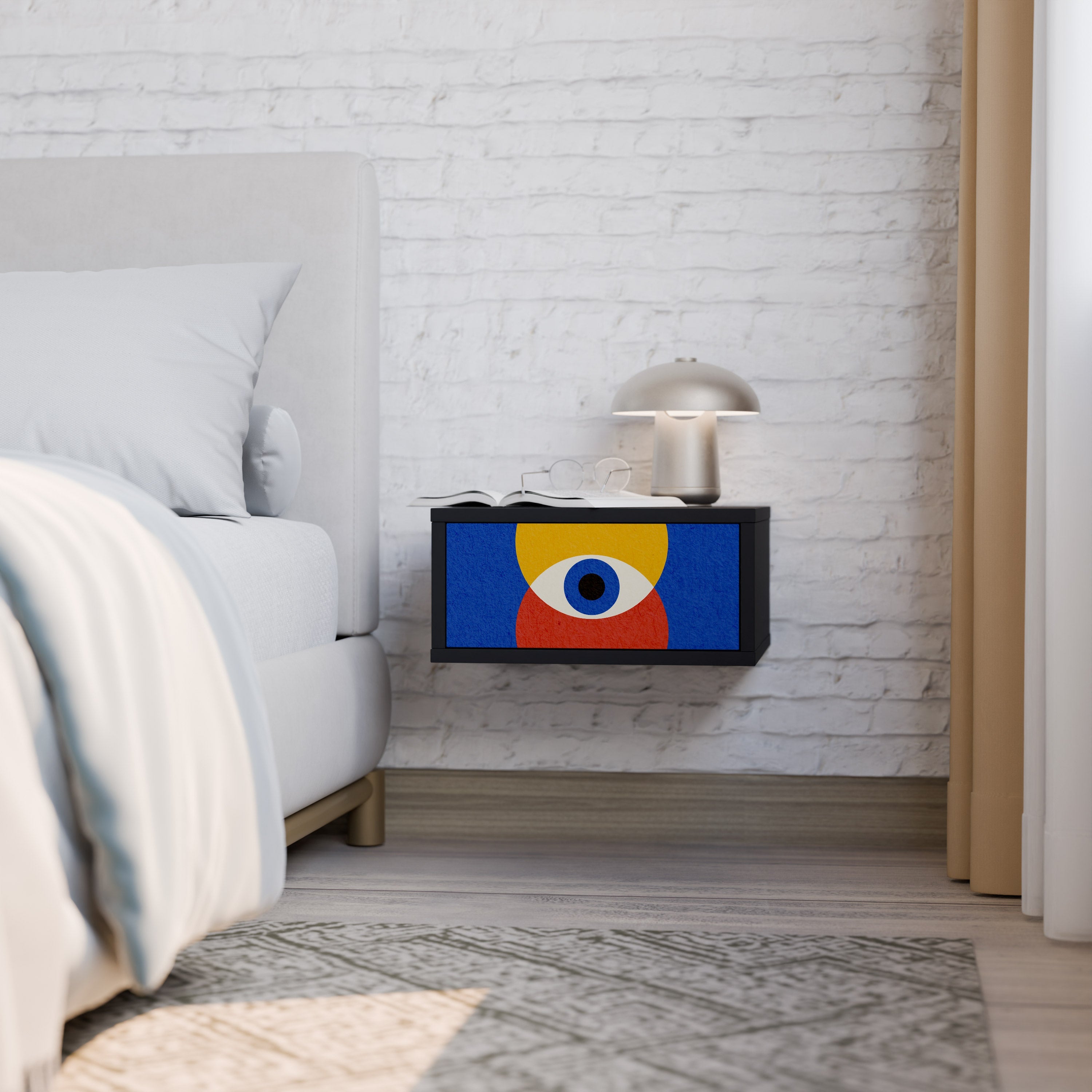 Table de chevet GEOMETRIC EYES en finition noire