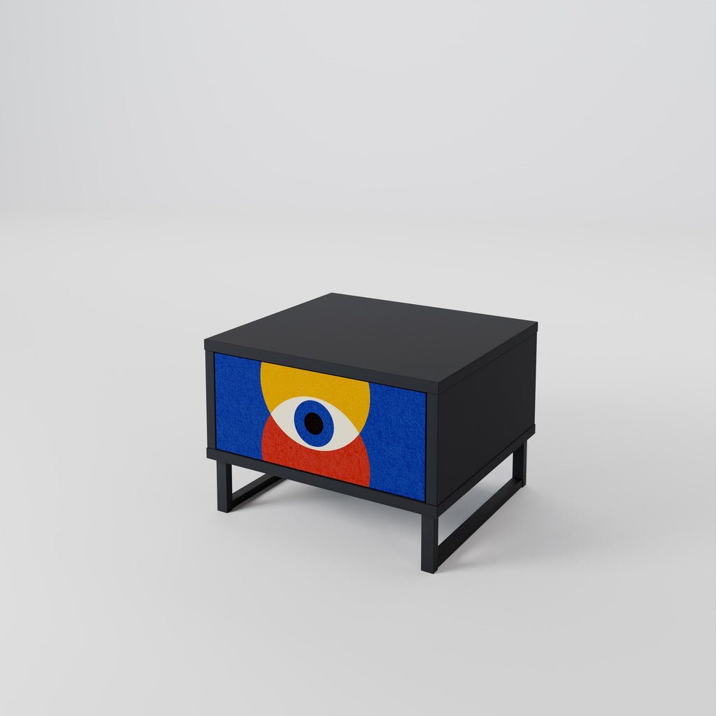 Table de chevet GEOMETRIC EYES en finition noire