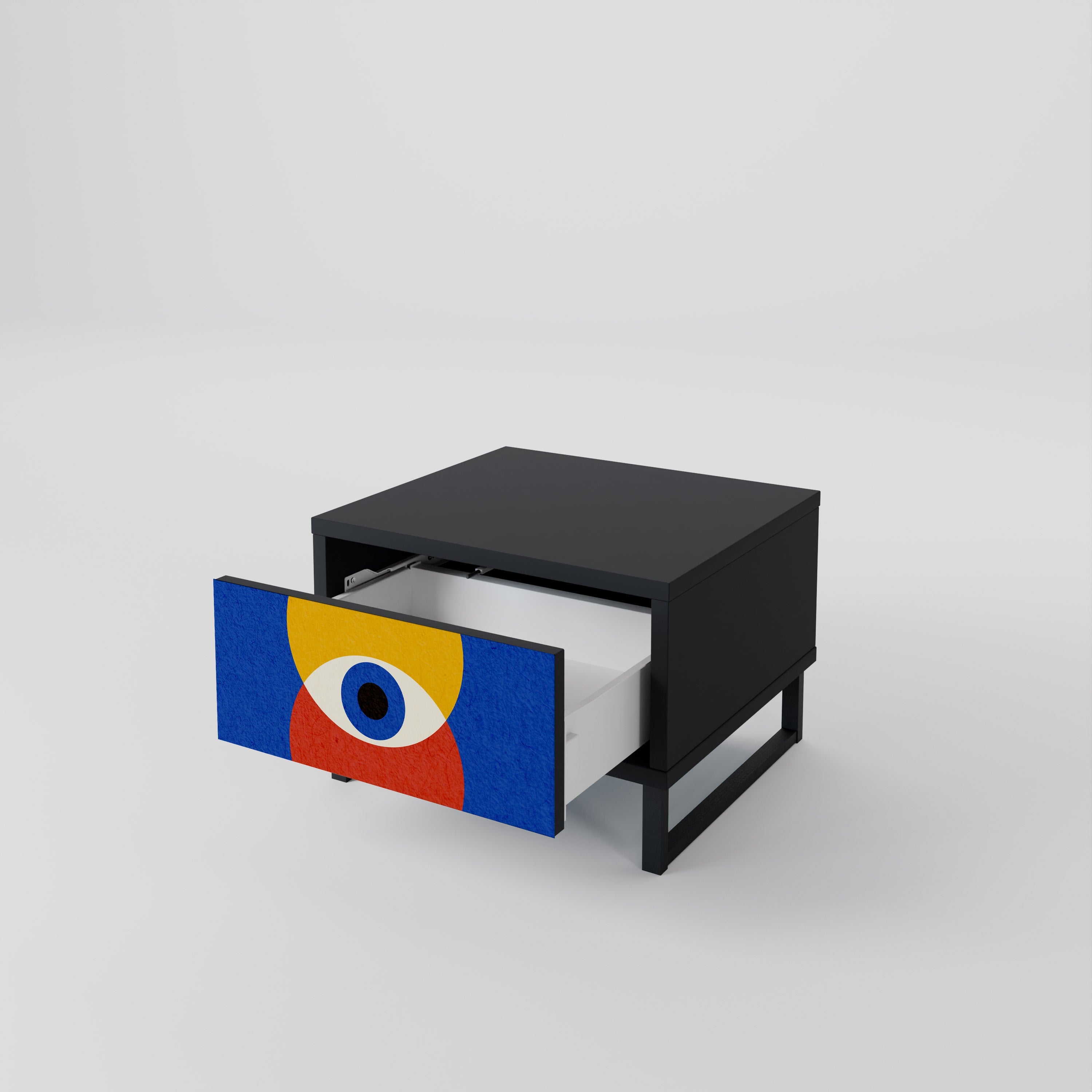 Table de chevet GEOMETRIC EYES en finition noire