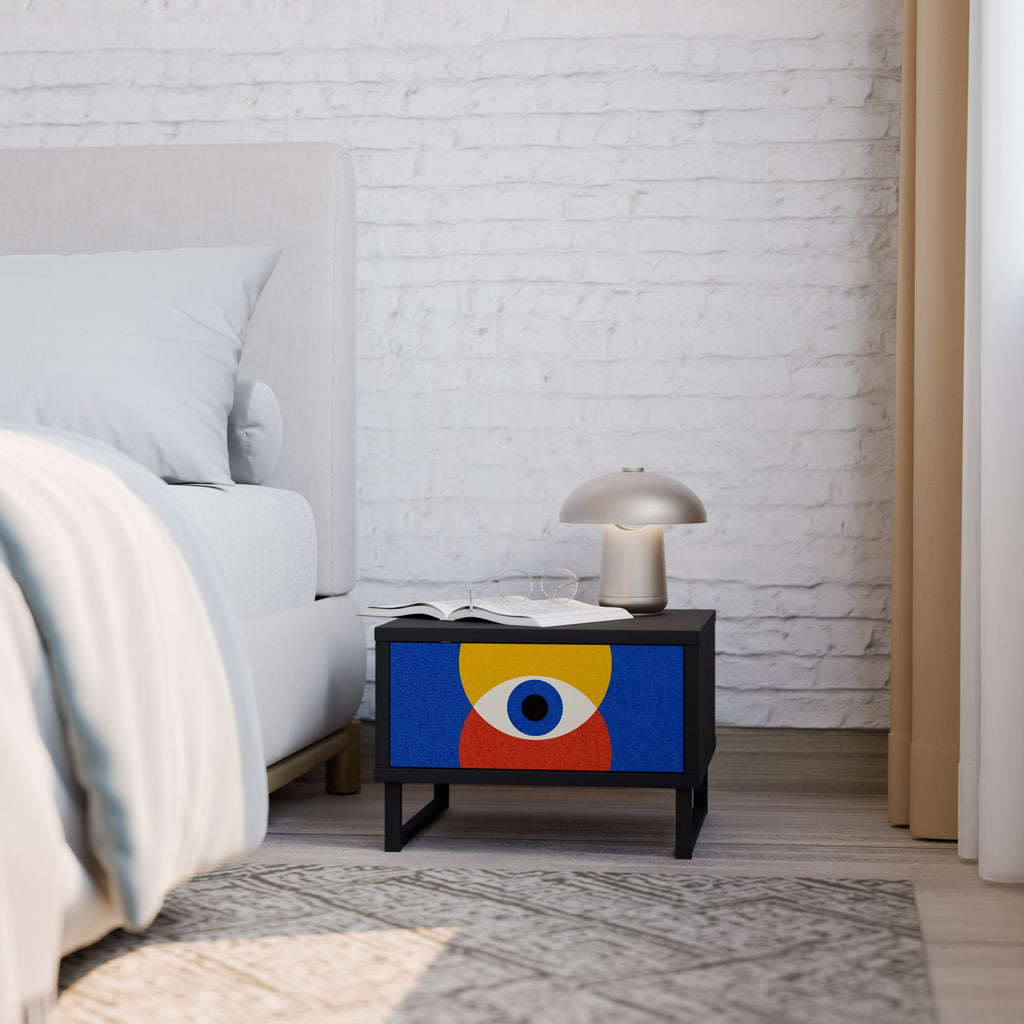 Table de chevet GEOMETRIC EYES en finition noire