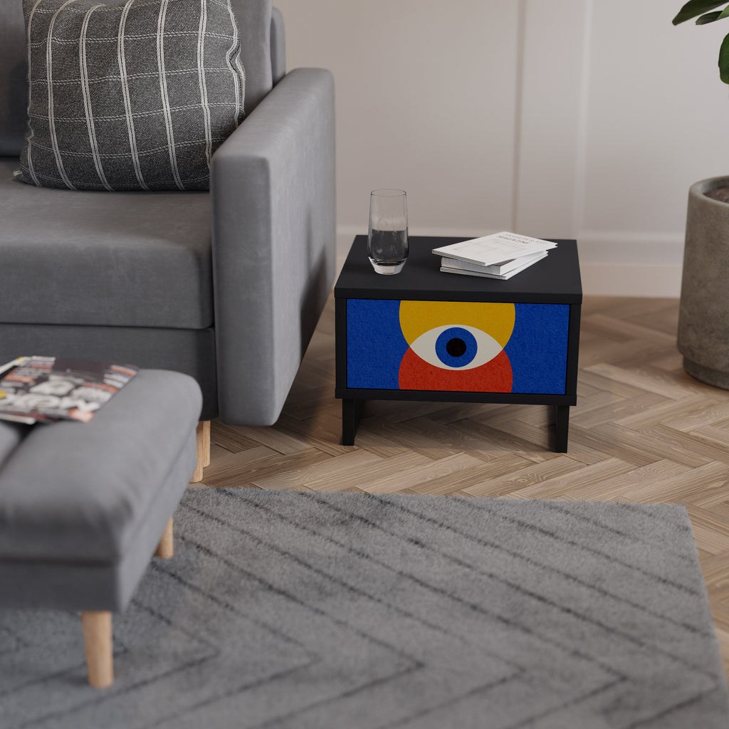 Table de chevet GEOMETRIC EYES en finition noire