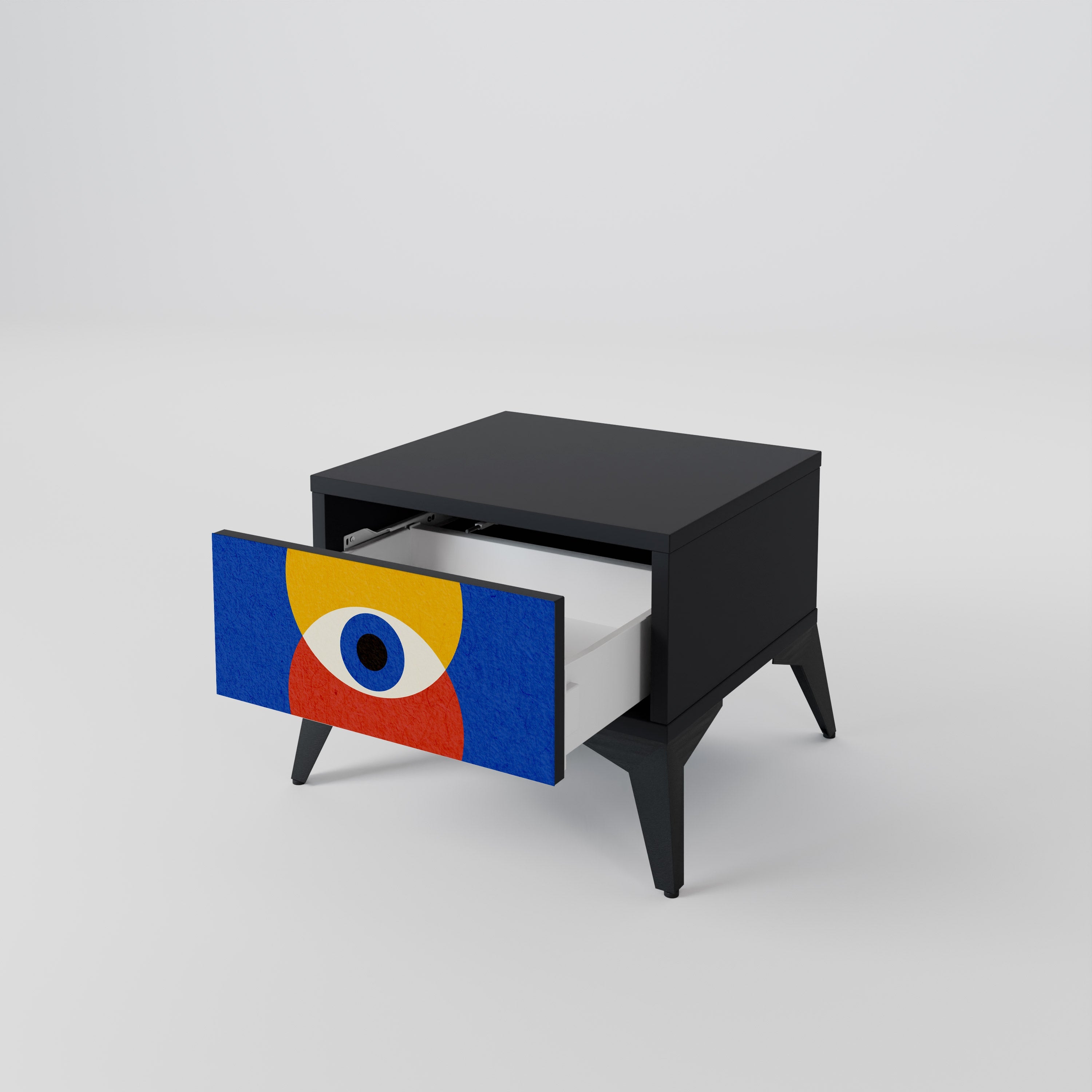 Table de chevet GEOMETRIC EYES en finition noire