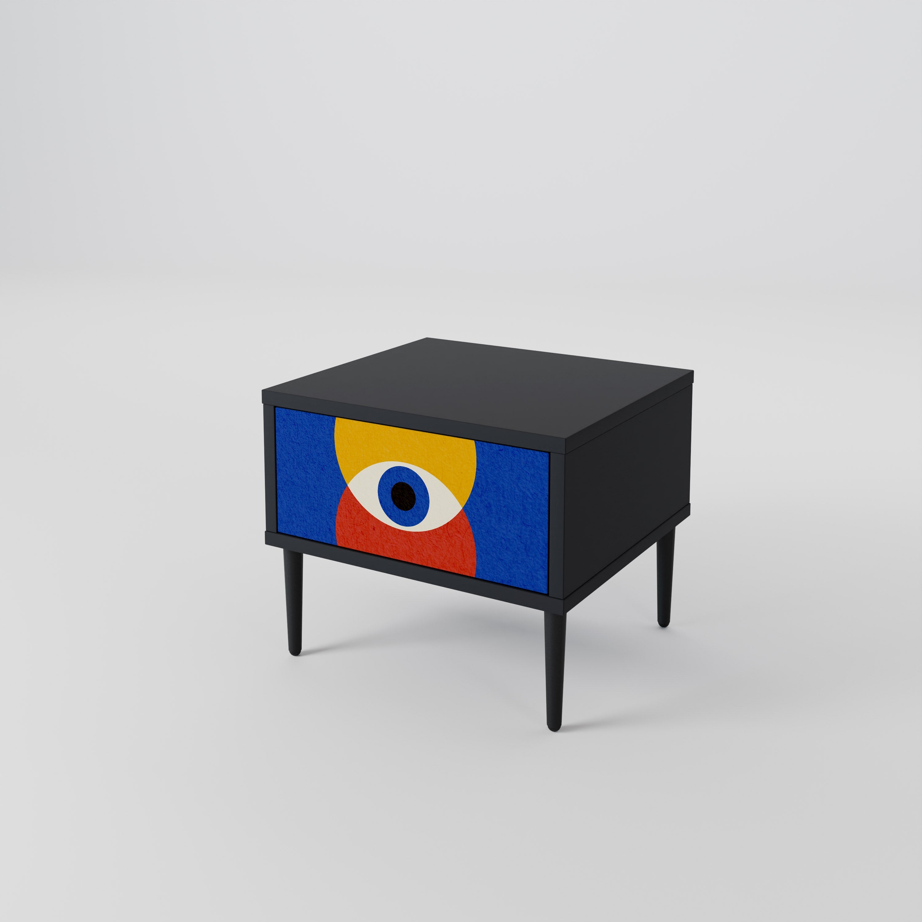 Table de chevet GEOMETRIC EYES en finition noire
