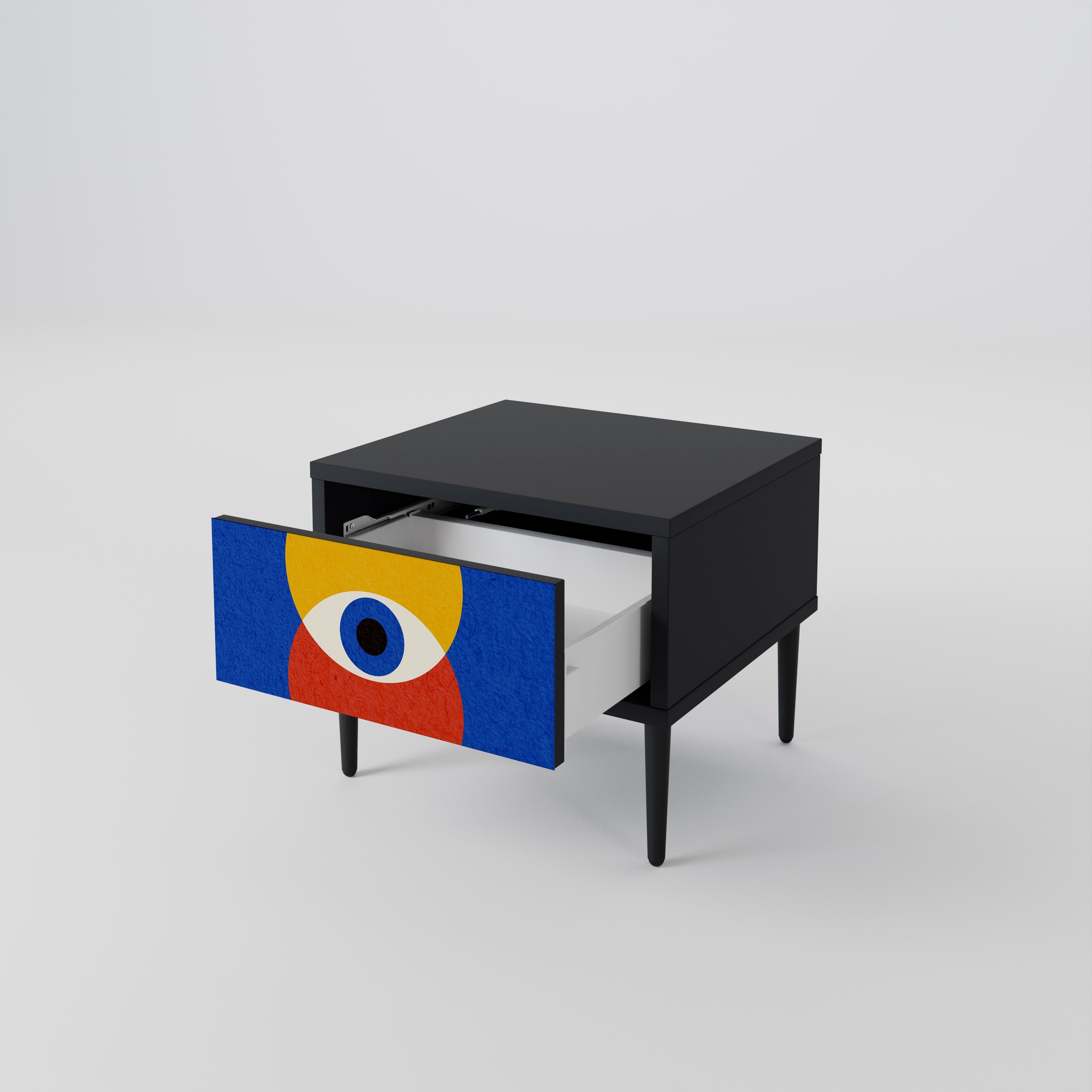 Table de chevet GEOMETRIC EYES en finition noire