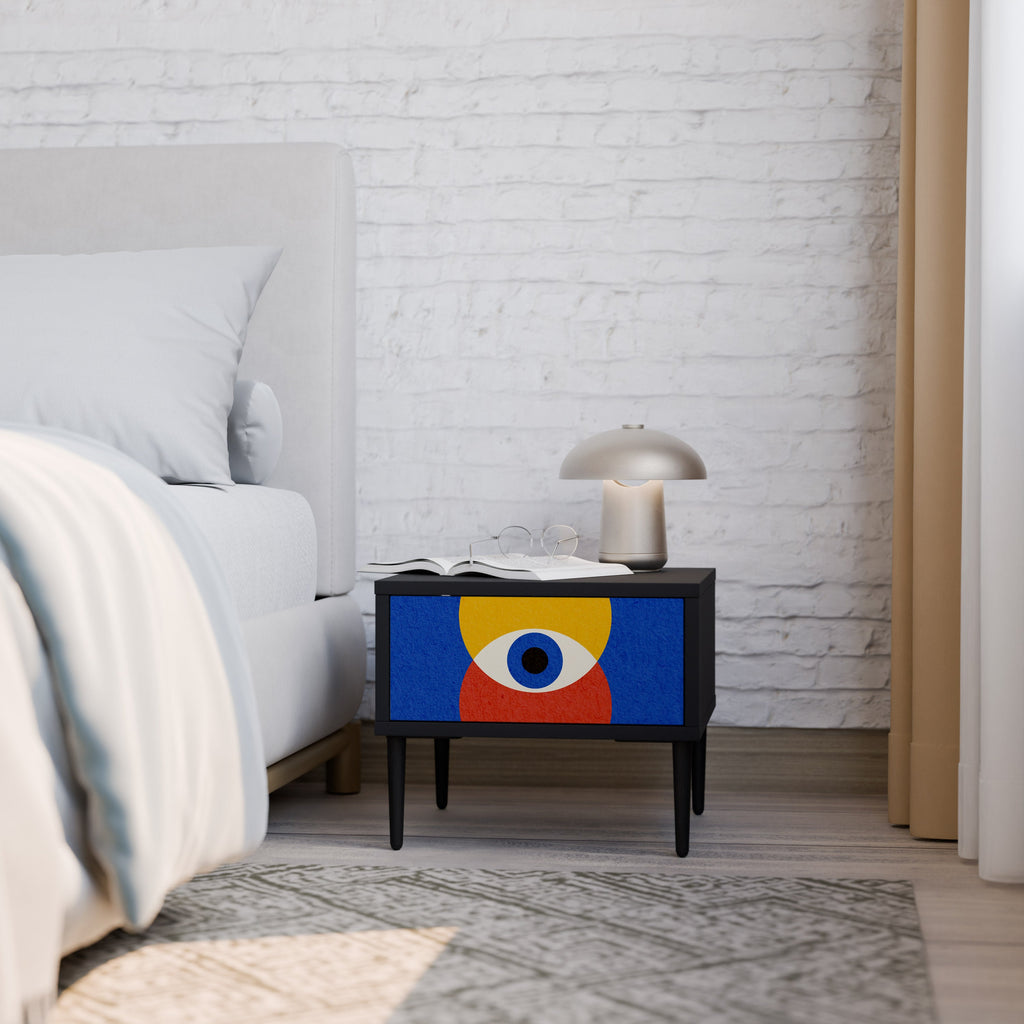 Table de chevet GEOMETRIC EYES en finition noire