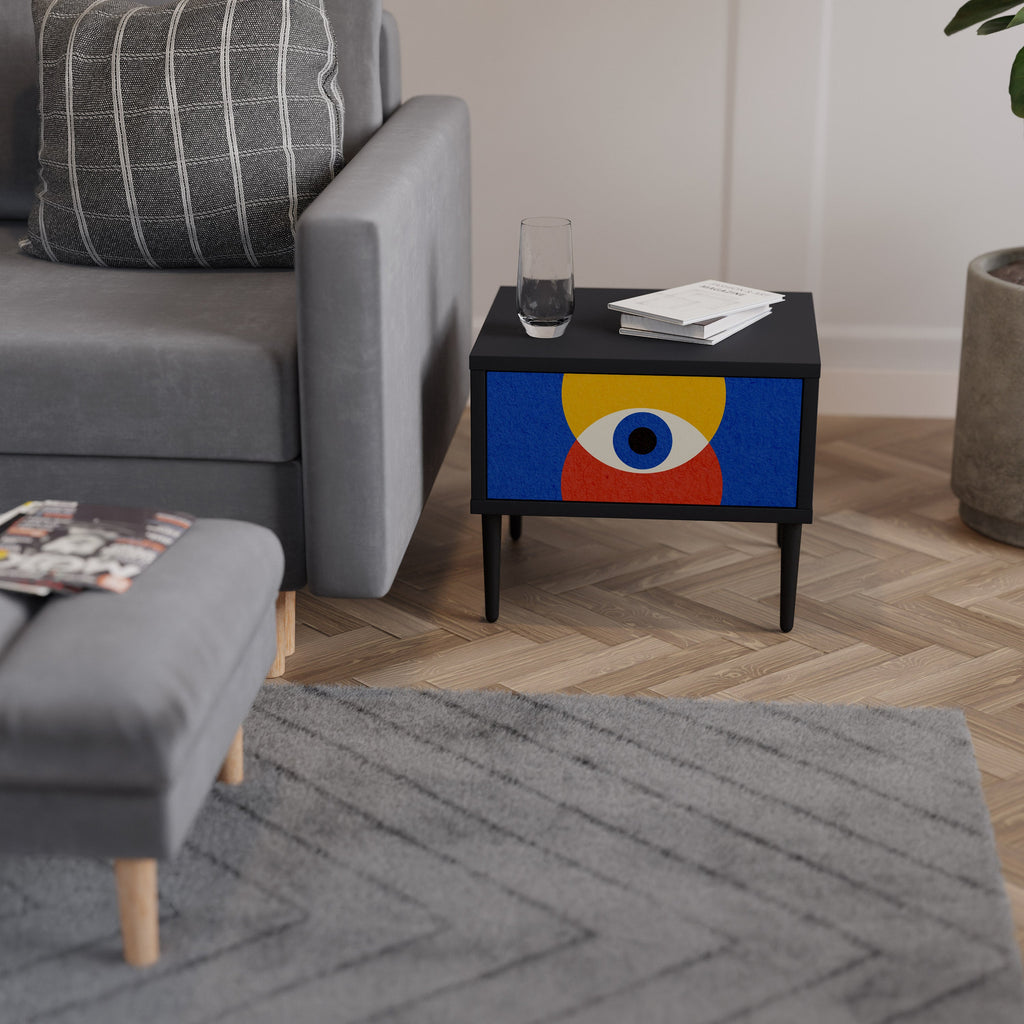 Table de chevet GEOMETRIC EYES en finition noire