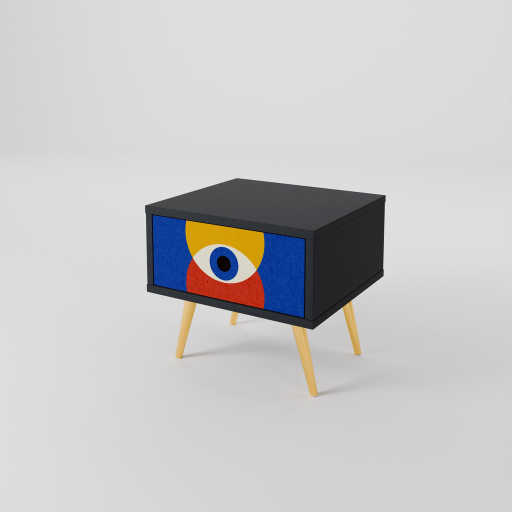 Table de chevet GEOMETRIC EYES en finition noire