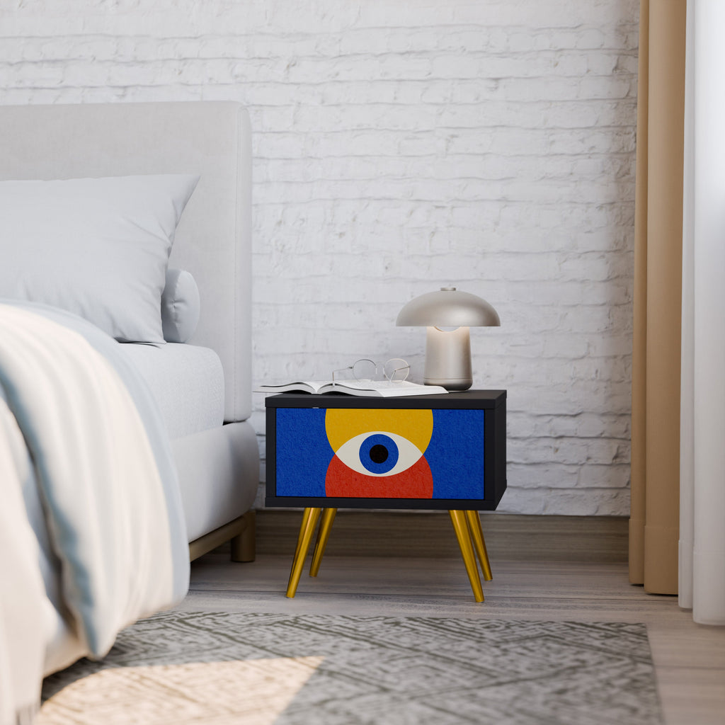 Table de chevet GEOMETRIC EYES en finition noire
