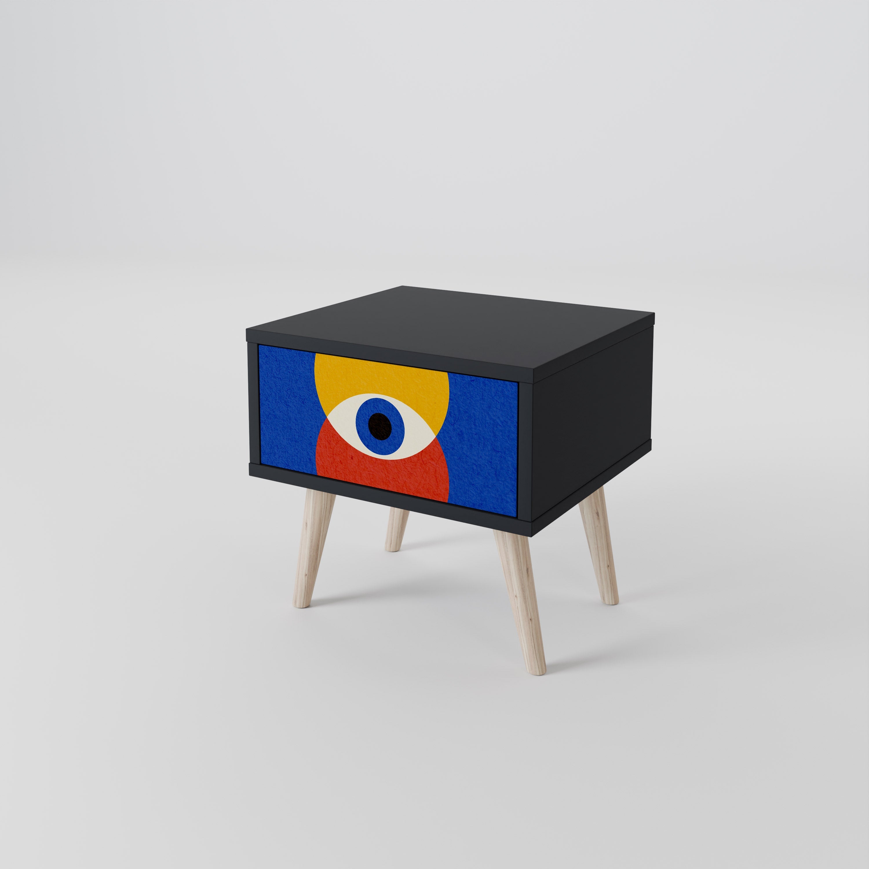 Table de chevet GEOMETRIC EYES en finition noire