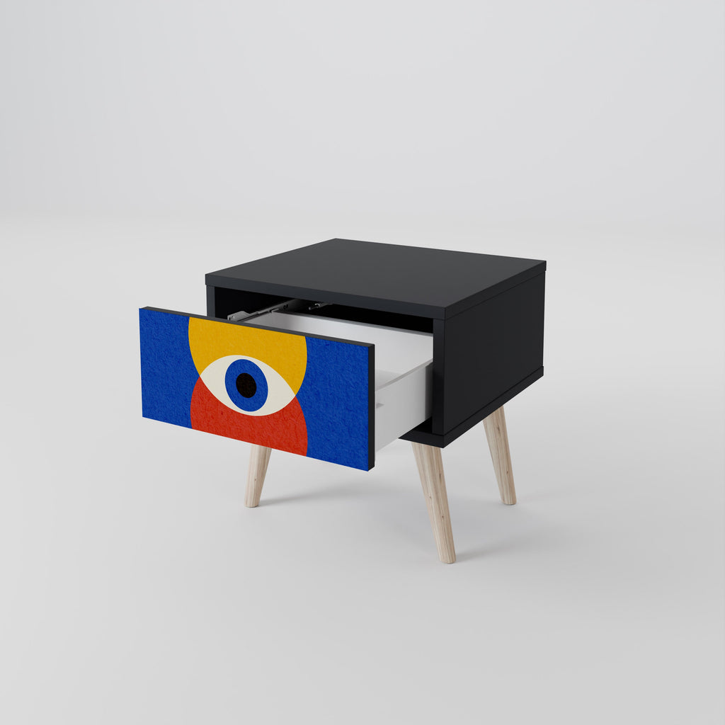 Table de chevet GEOMETRIC EYES en finition noire