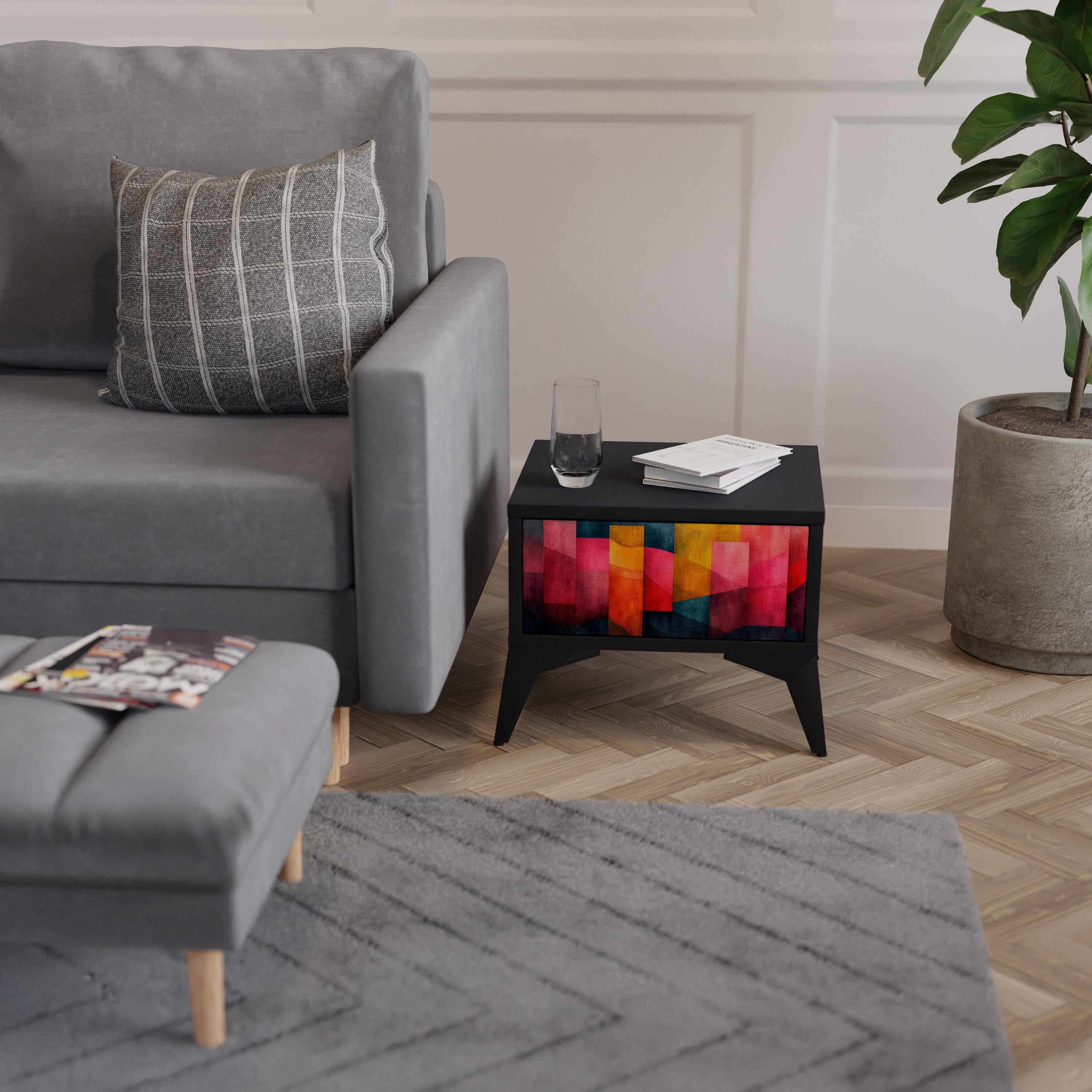 Table de chevet COLORFUL SOUNDS en finition noire