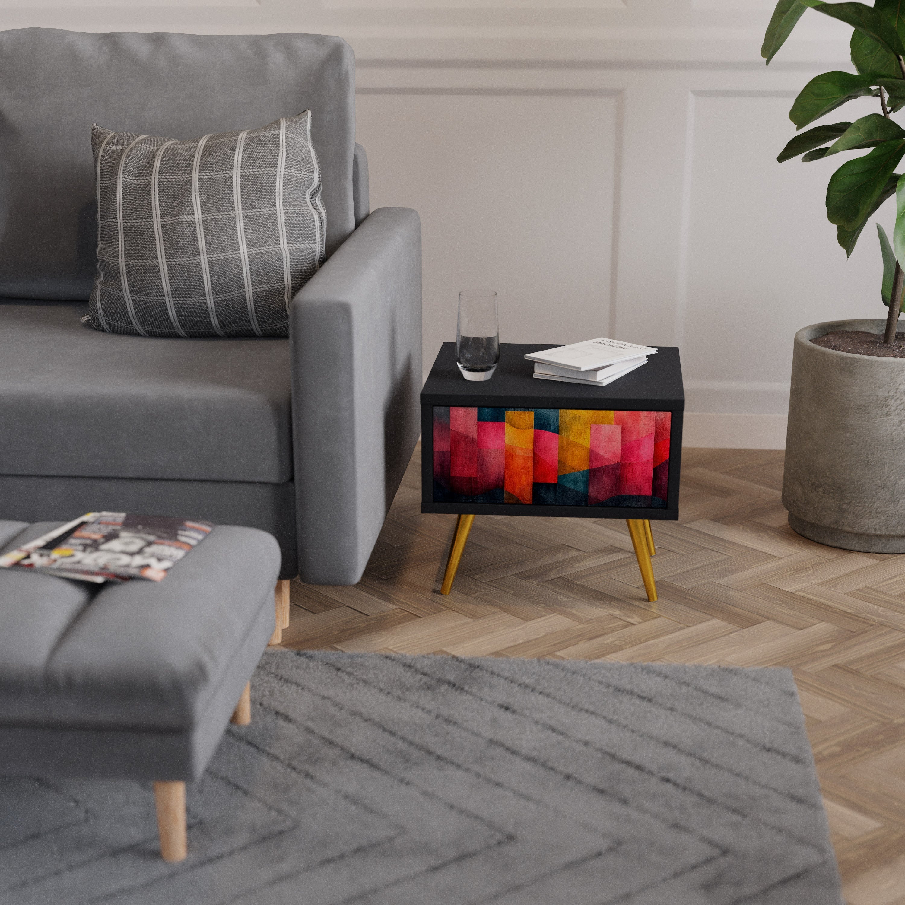 Table de chevet COLORFUL SOUNDS en finition noire