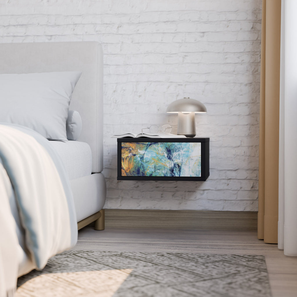 RÉFLEXIONS ABSTRAITES Table de chevet en finition noire