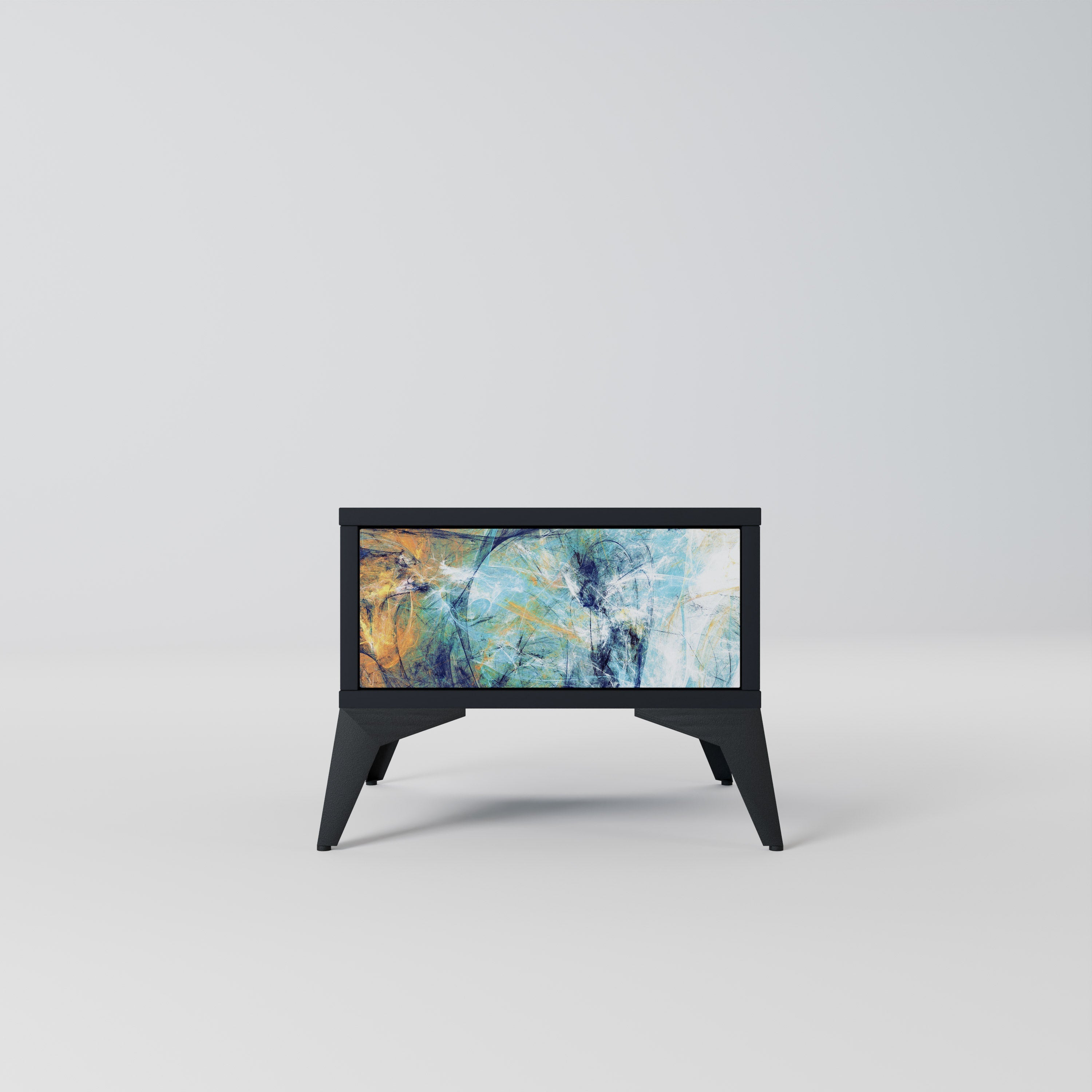 RÉFLEXIONS ABSTRAITES Table de chevet en finition noire